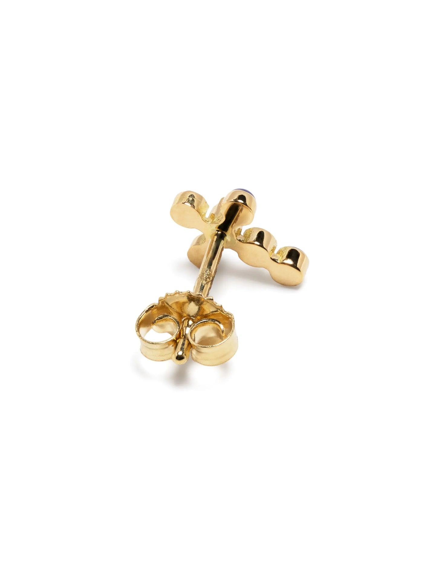 18kt yellow gold lapis lazuli cross stud earrings