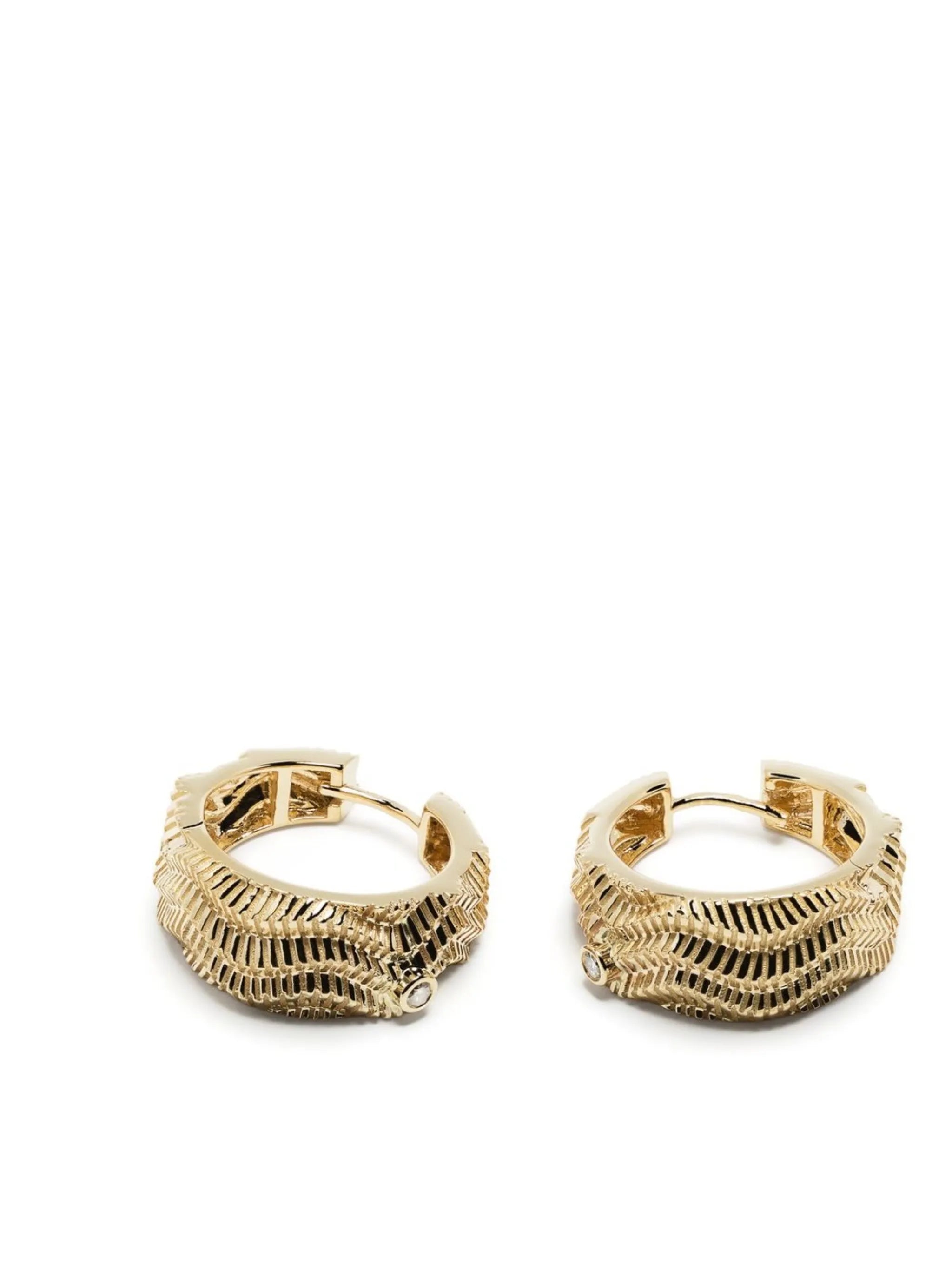 9kt yellow gold Berlingot diamond hoop earrings