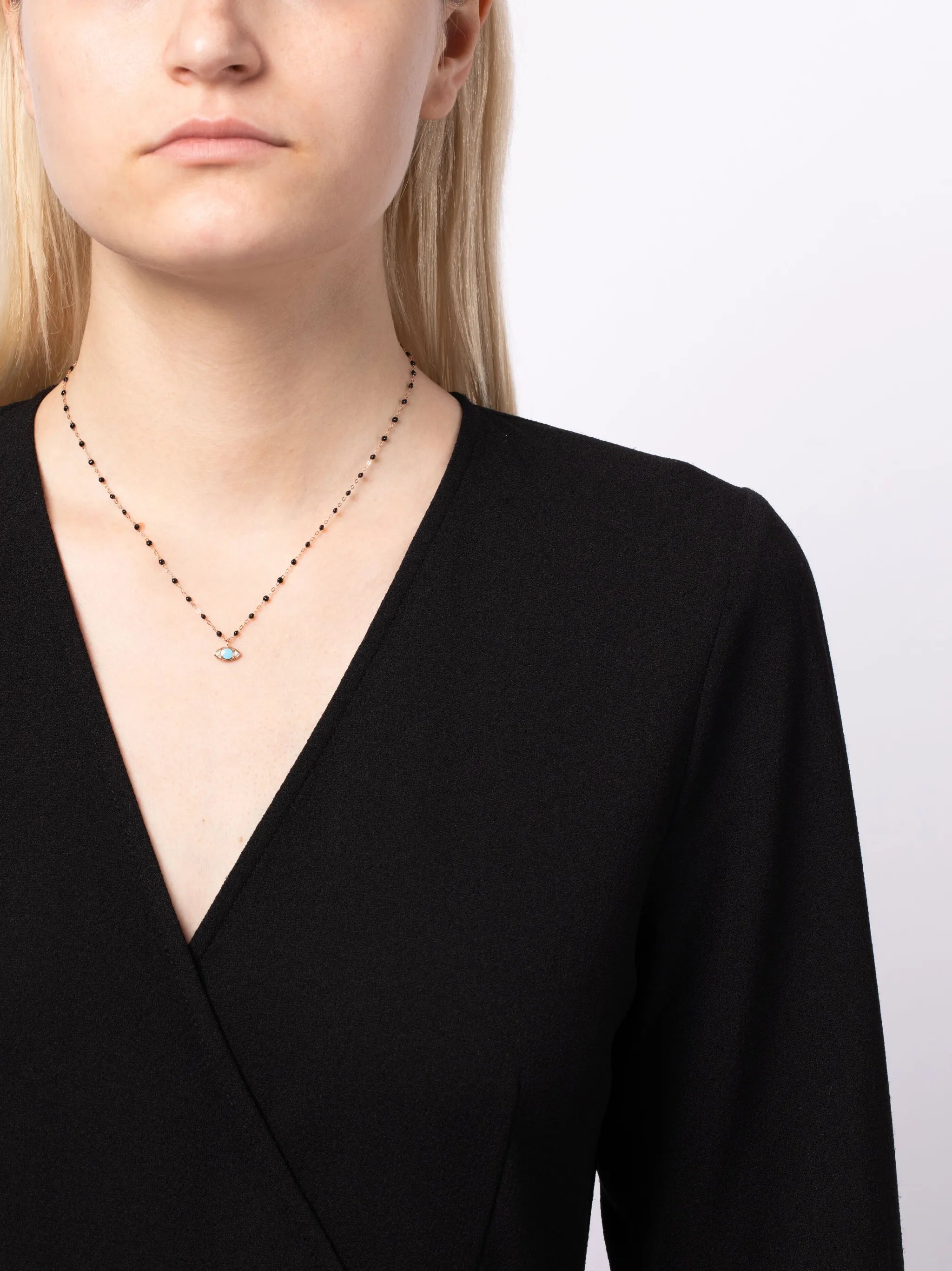 18kt rose gold Eye Sparkle turquoise and diamond necklace