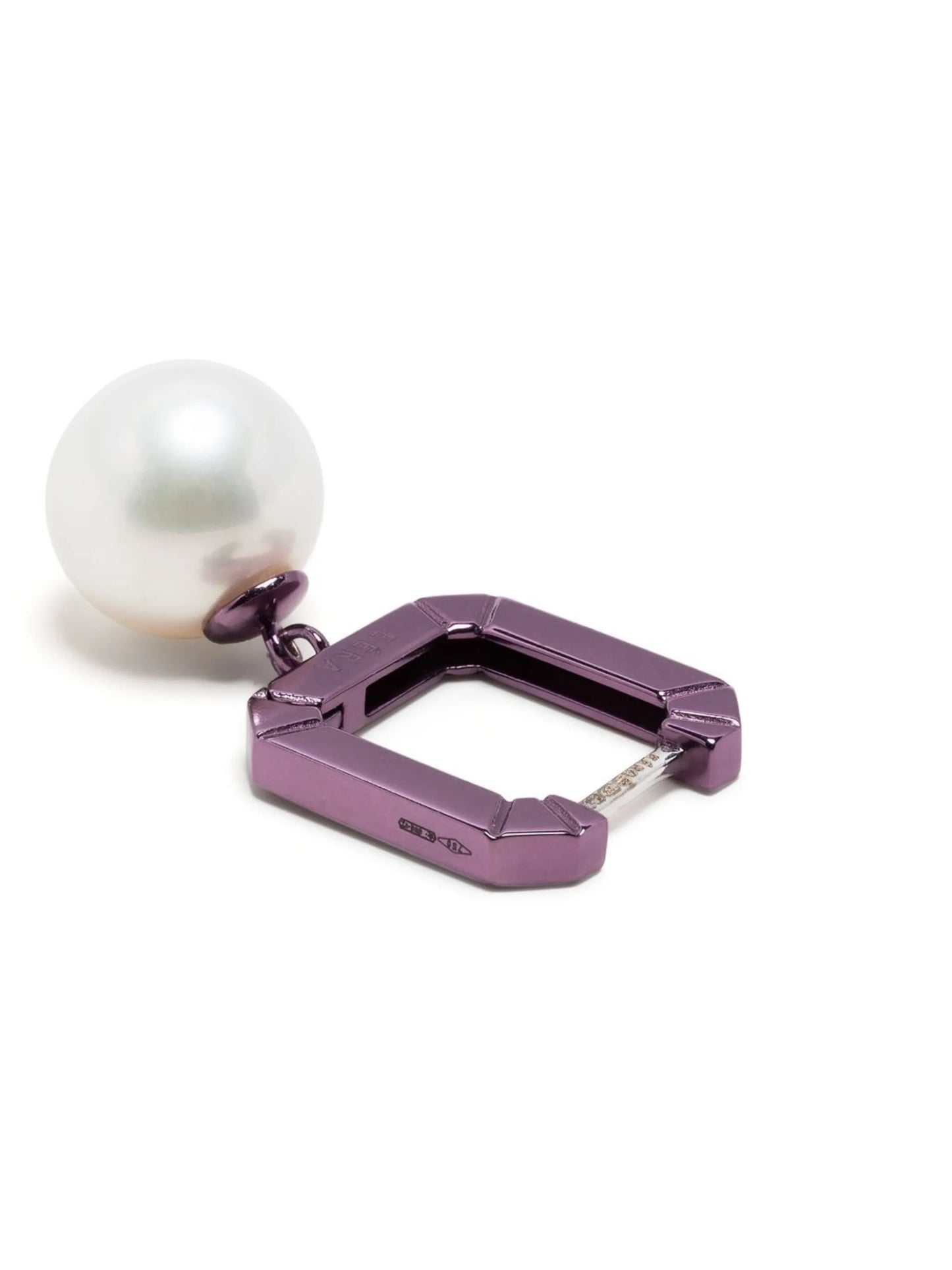 18kt white gold Square pearl drop earring