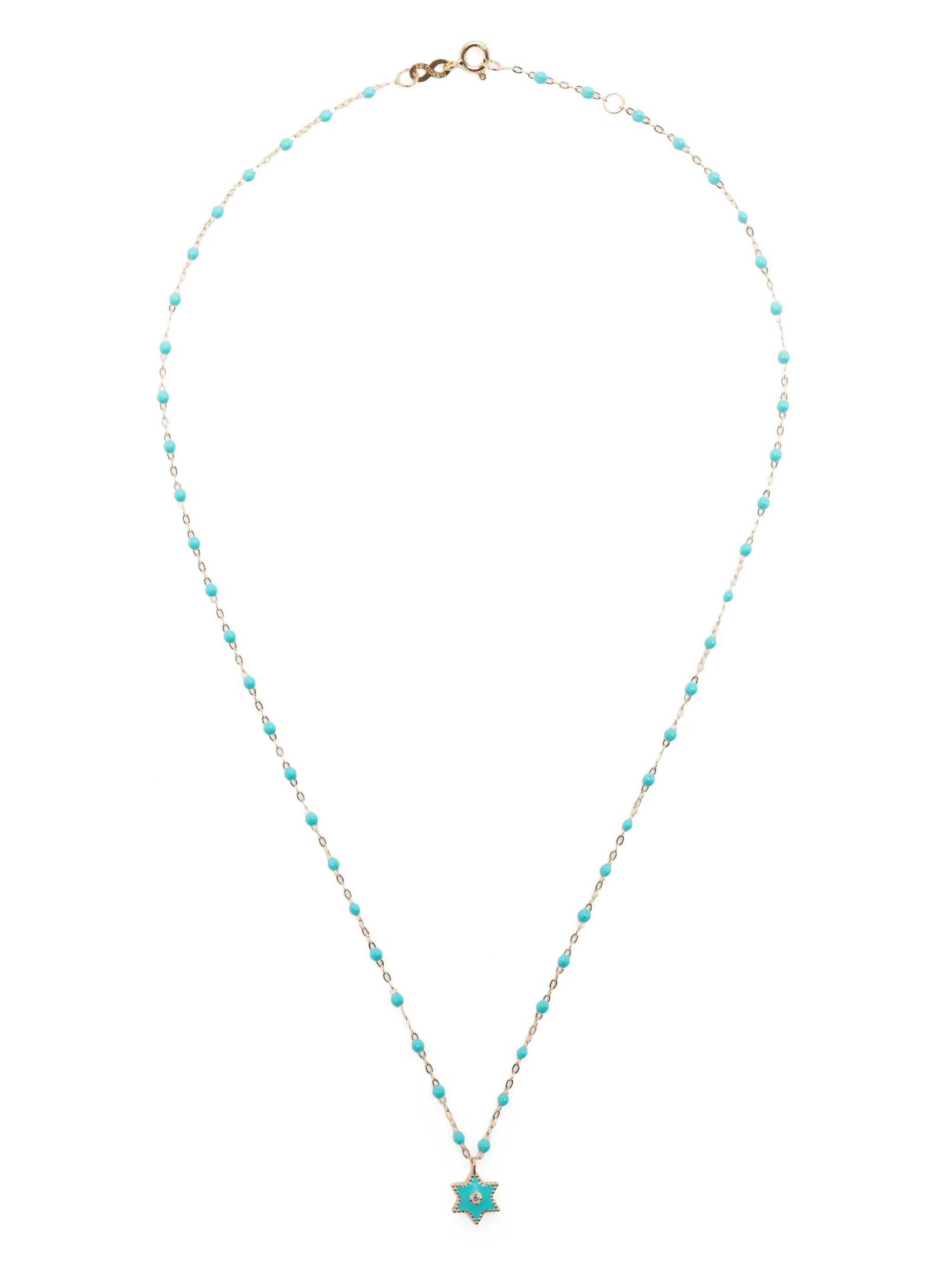 18kt gold Étoile diamond and turquoise necklace