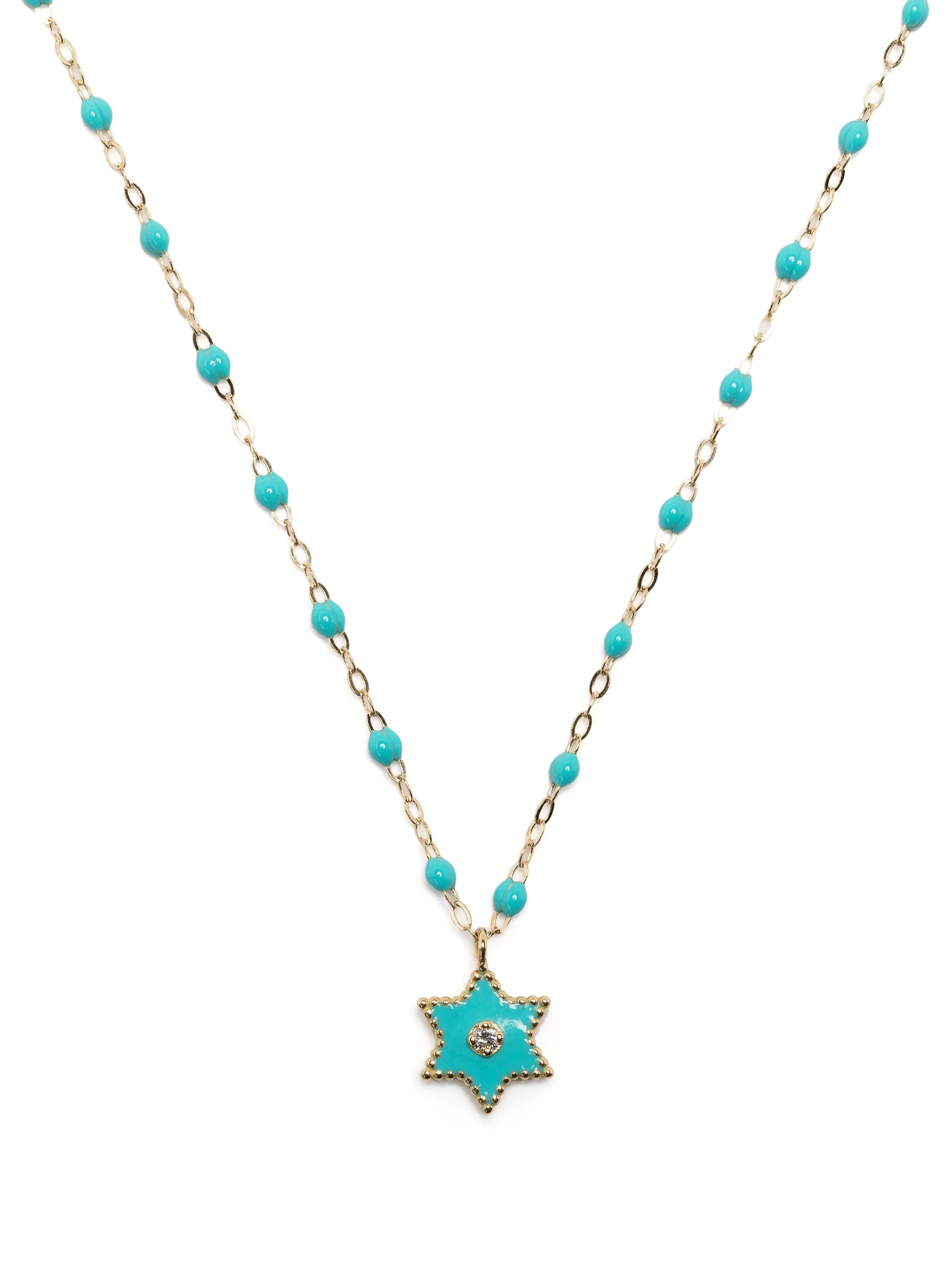 18kt gold Étoile diamond and turquoise necklace
