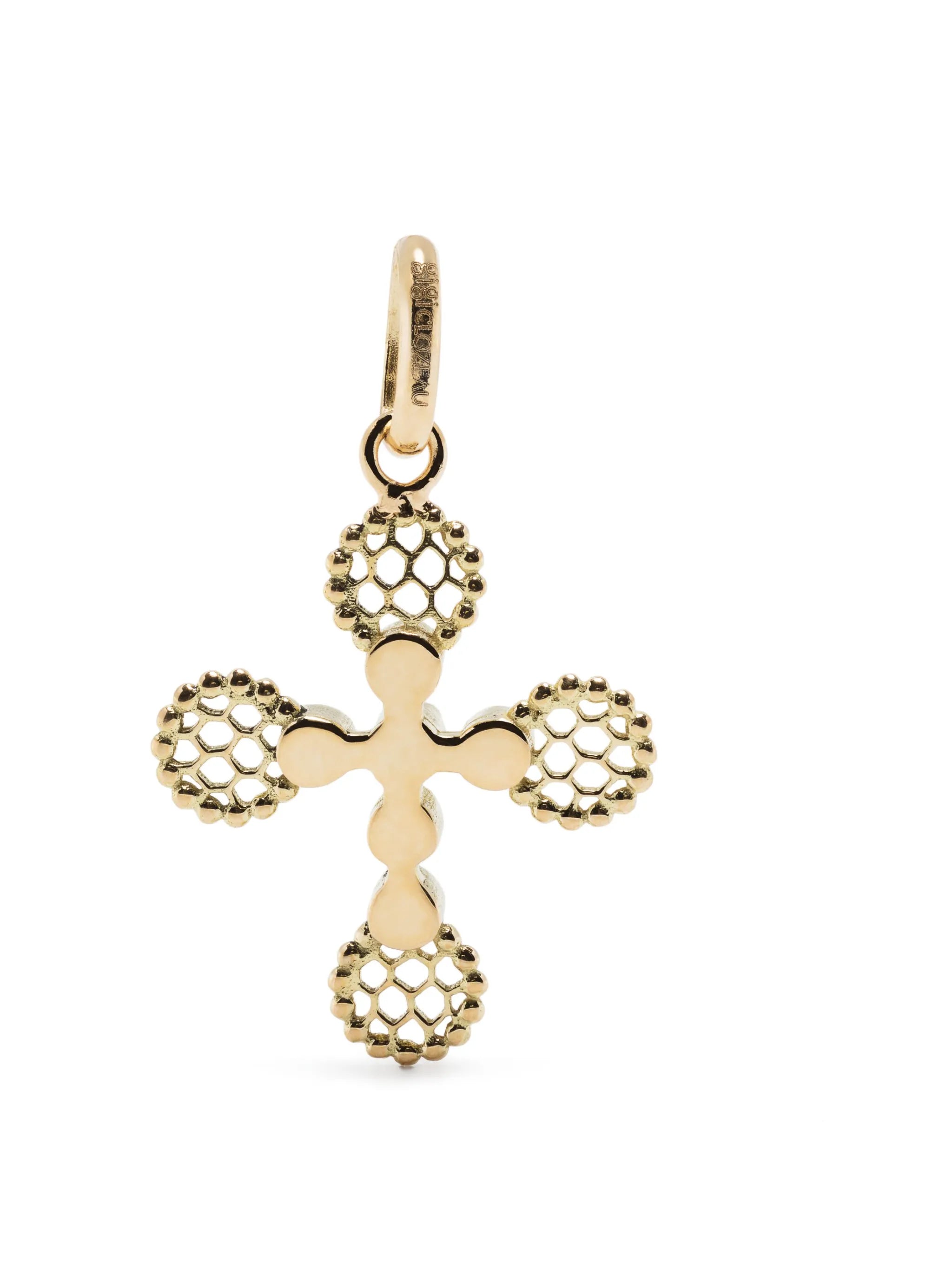18kt yellow gold Lace Cross diamond pendant