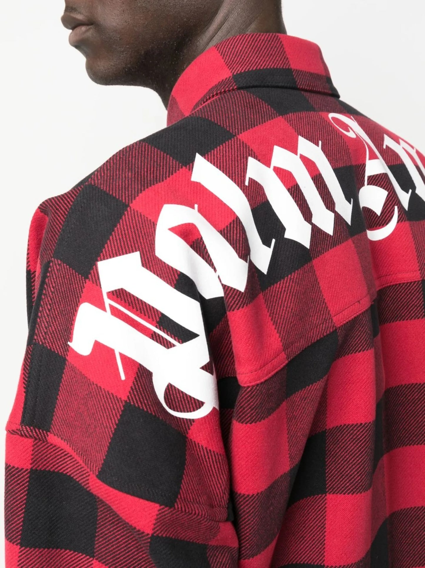 logo-print checked shirt