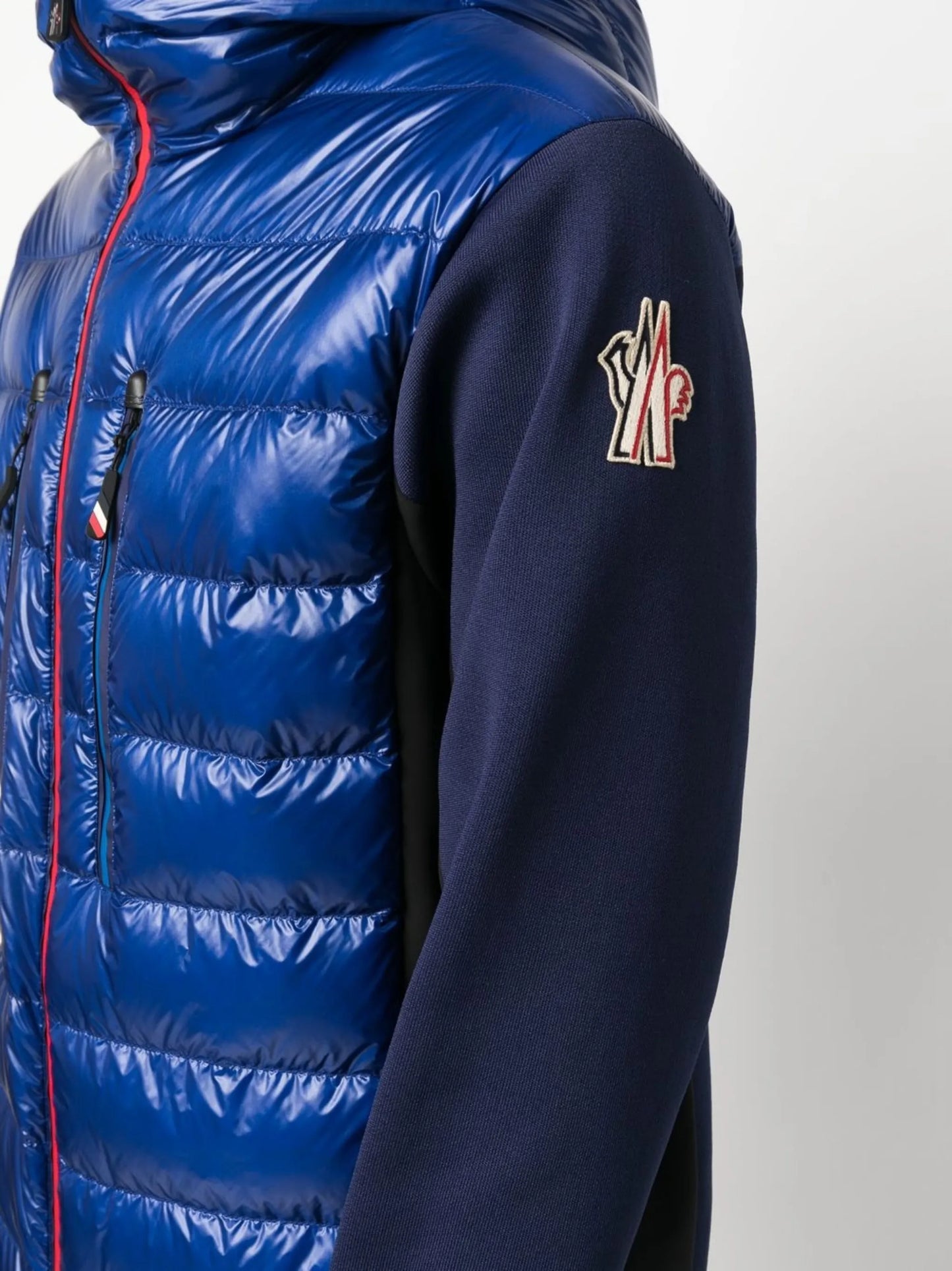 quilted-panel fleece hooded jacket
