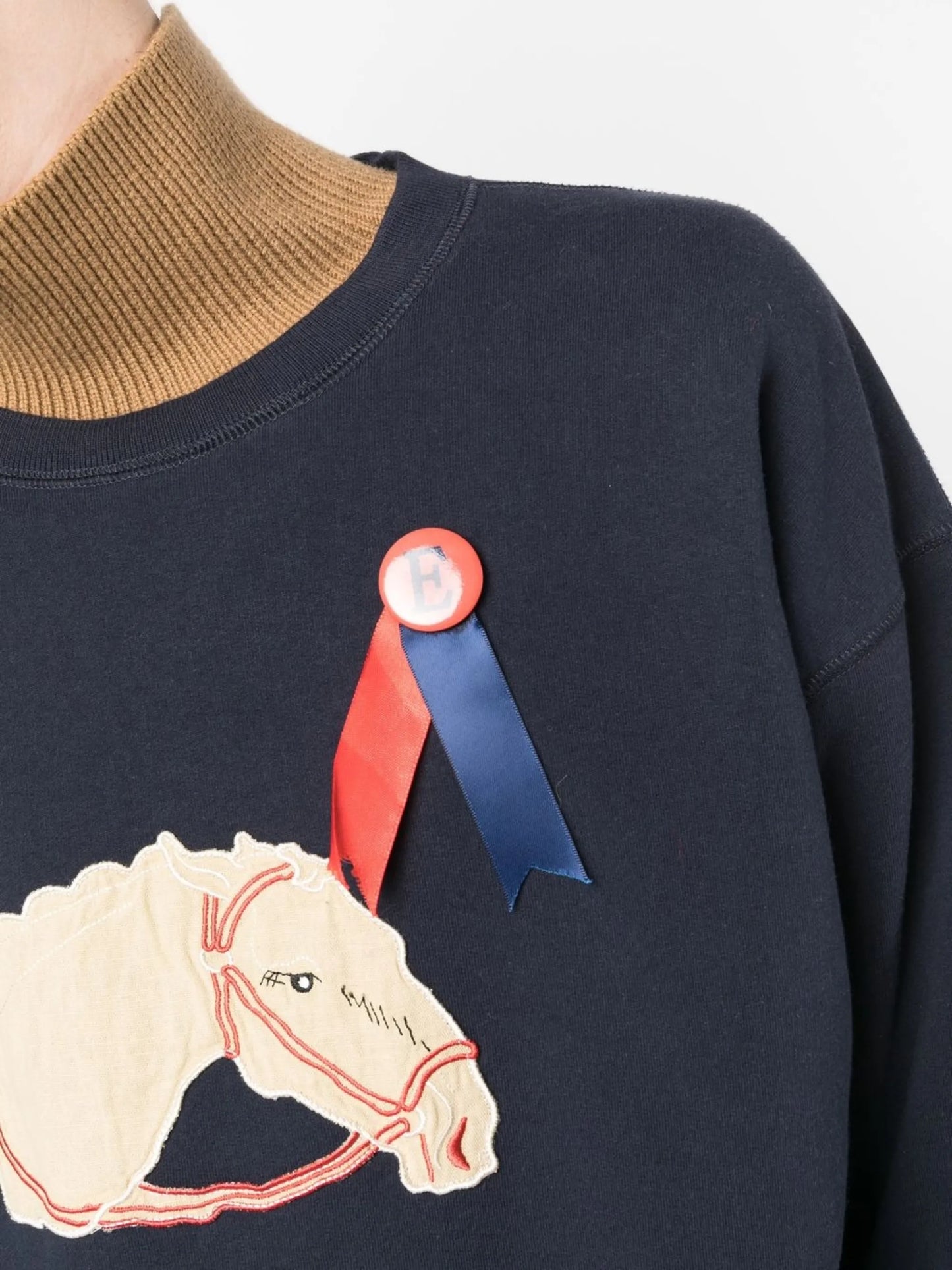 Pony appliqué rosette detail sweatshirt