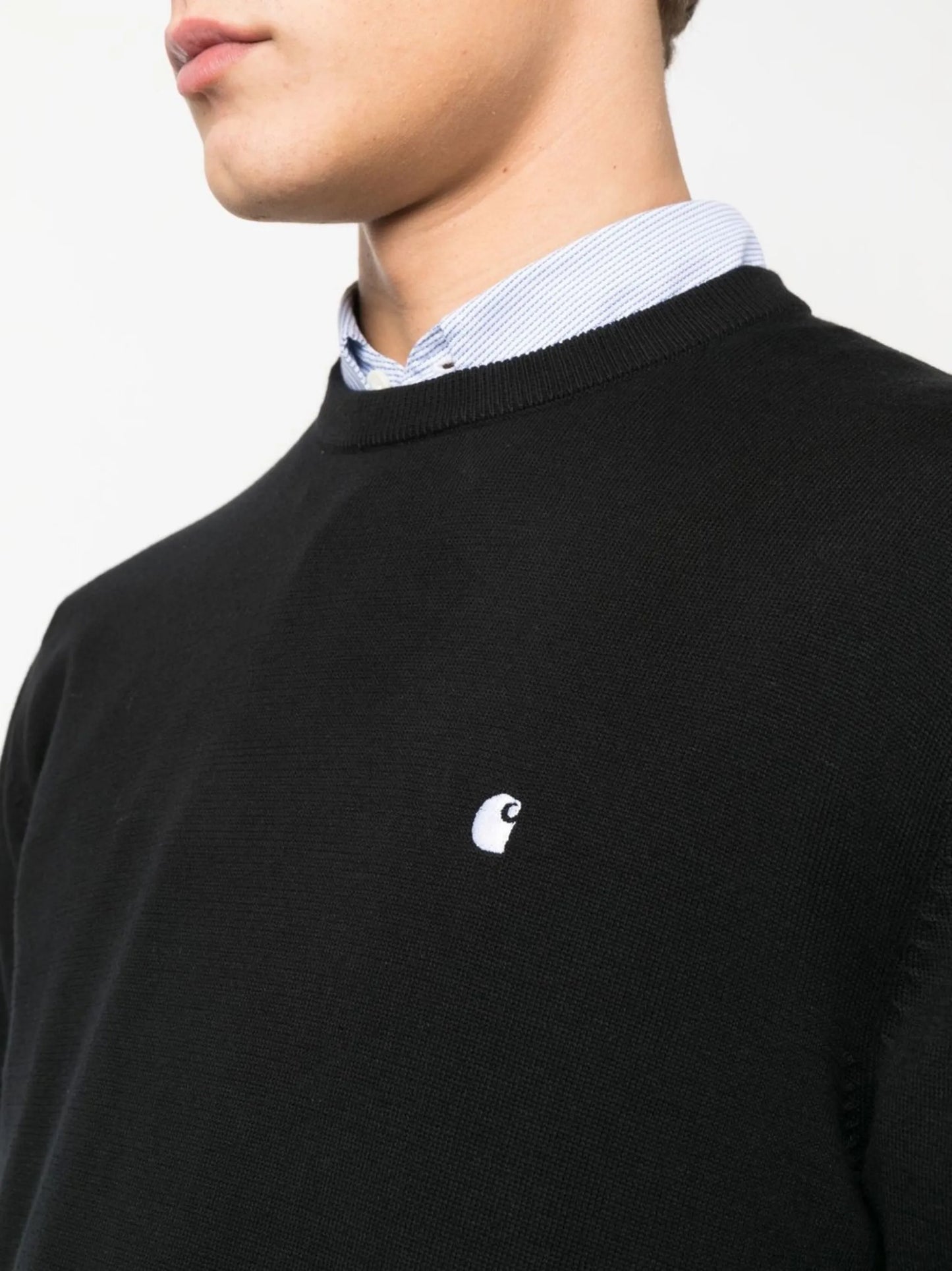 logo-embroidered crew neck jumper