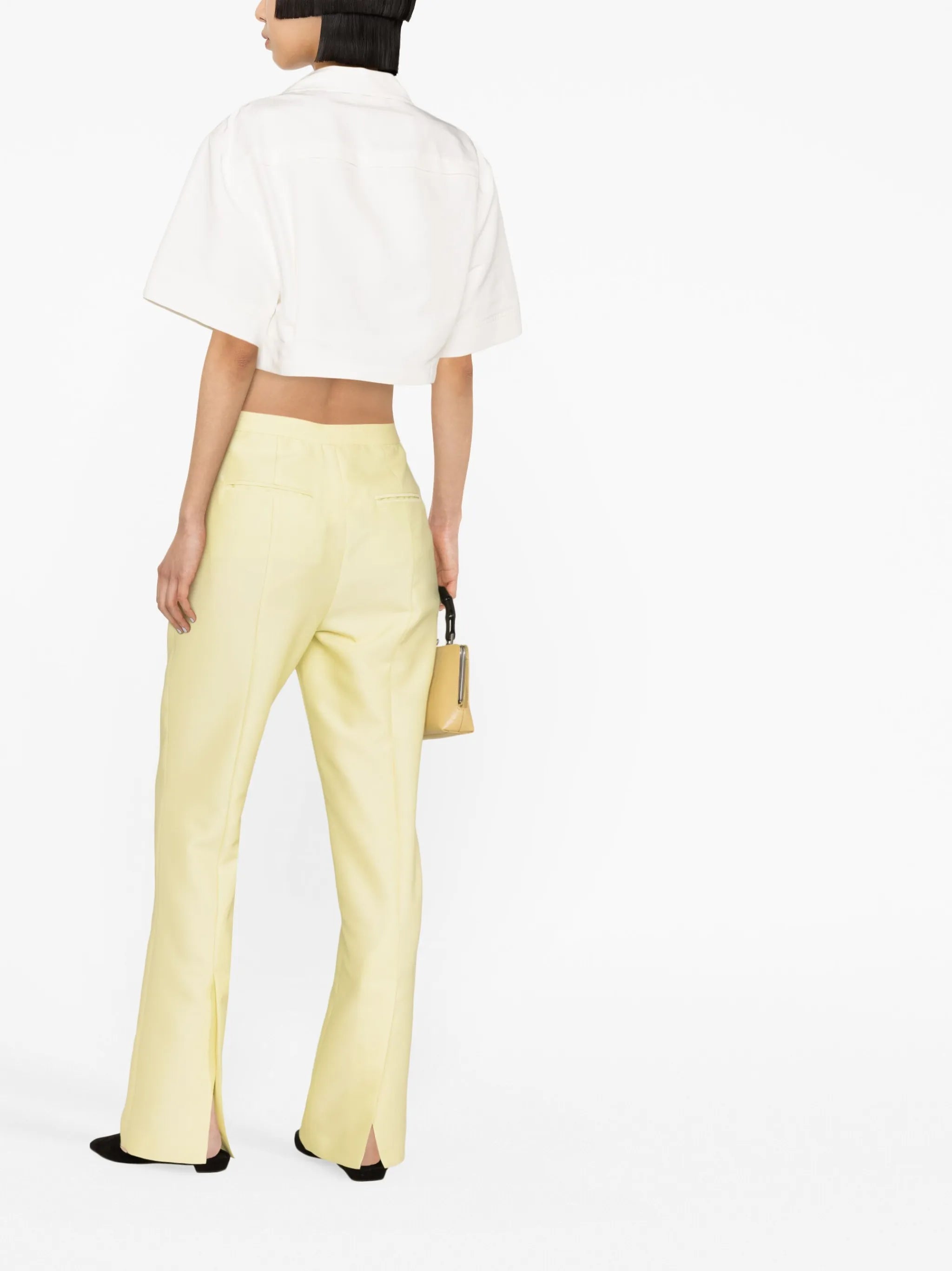 high-waisted wool pants