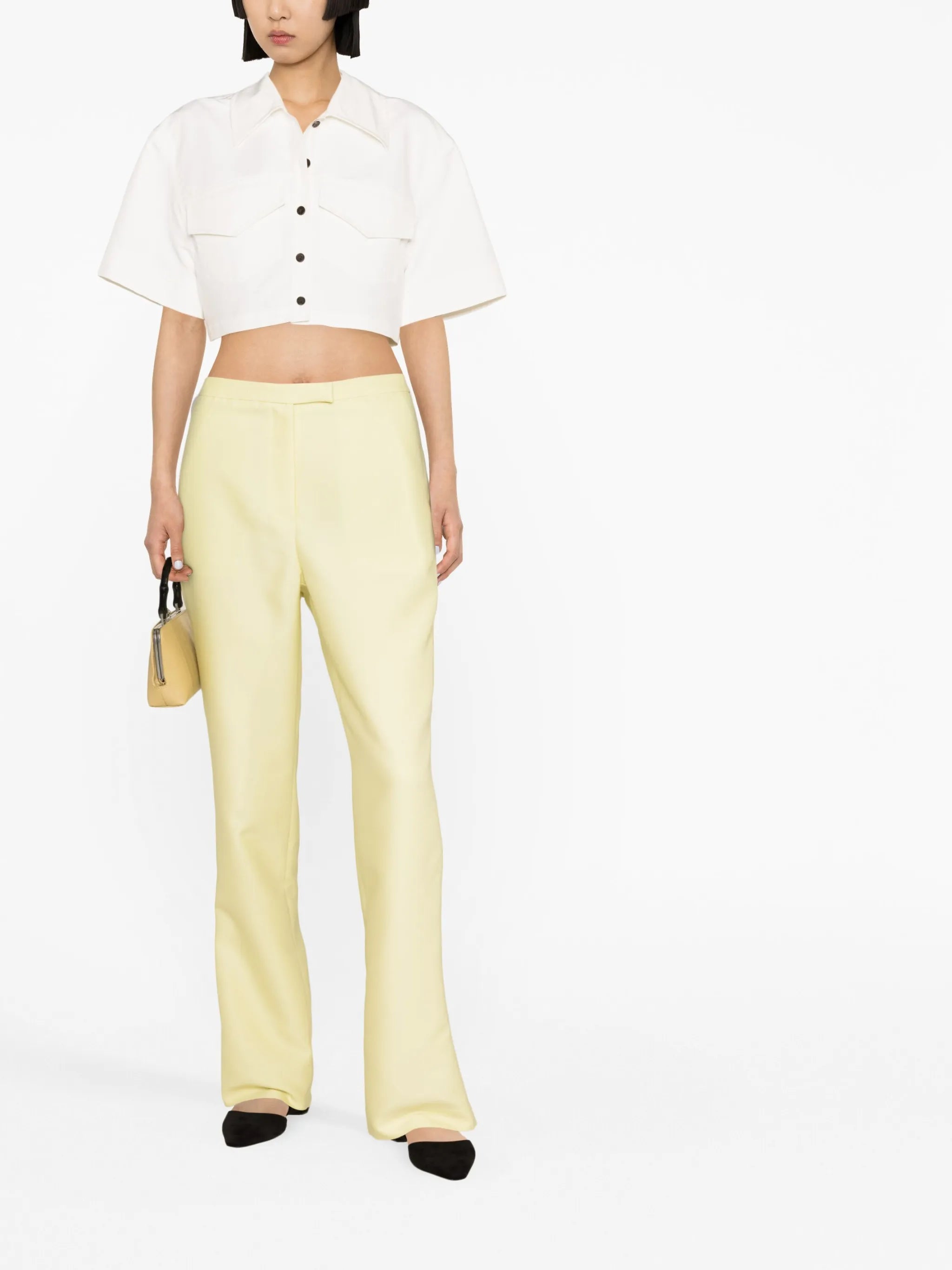 high-waisted wool pants
