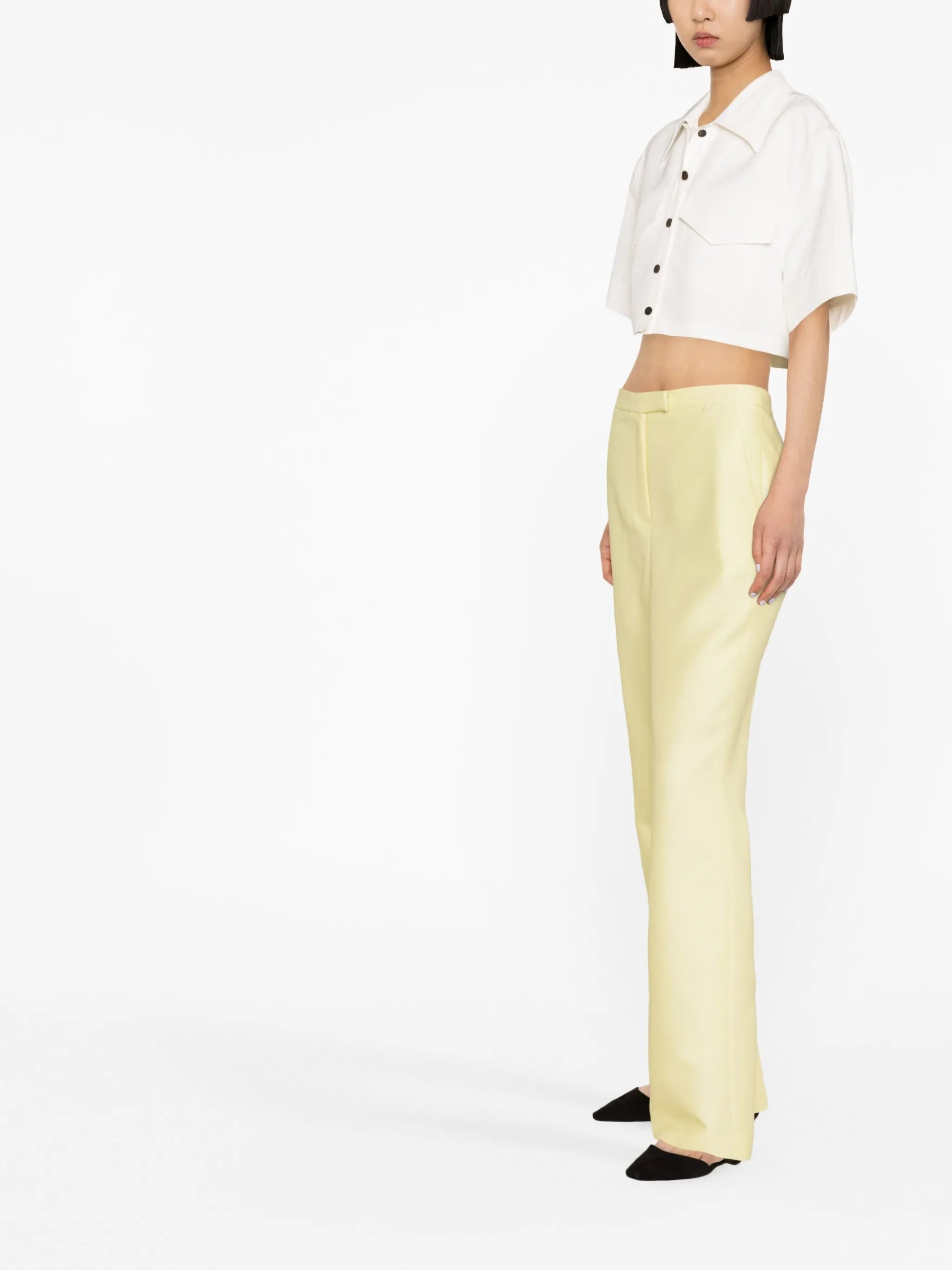 high-waisted wool pants
