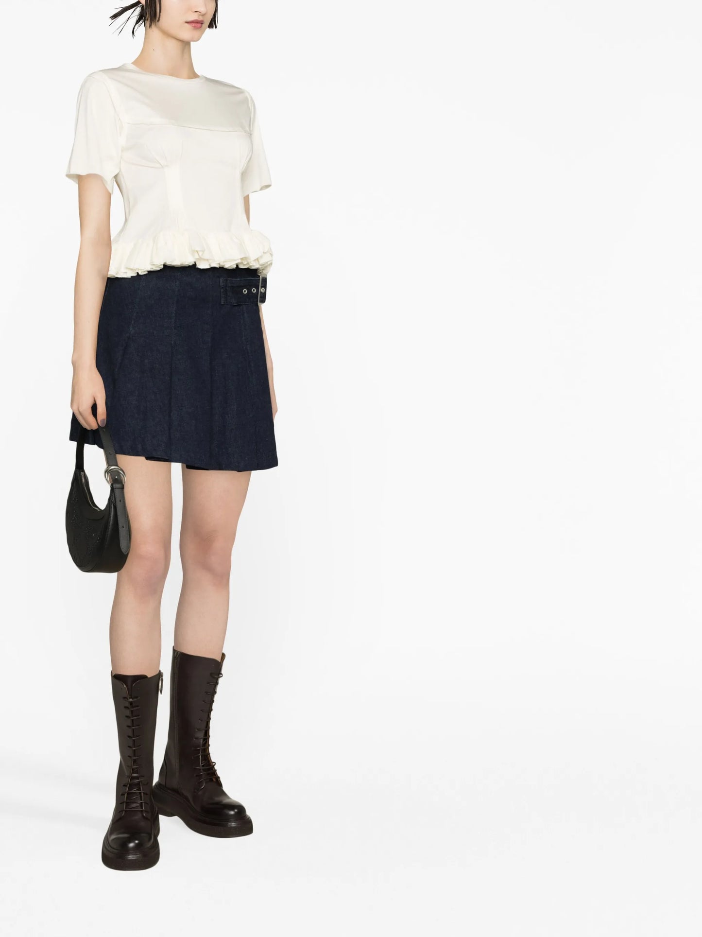 ruffle-hem cotton T-shirt