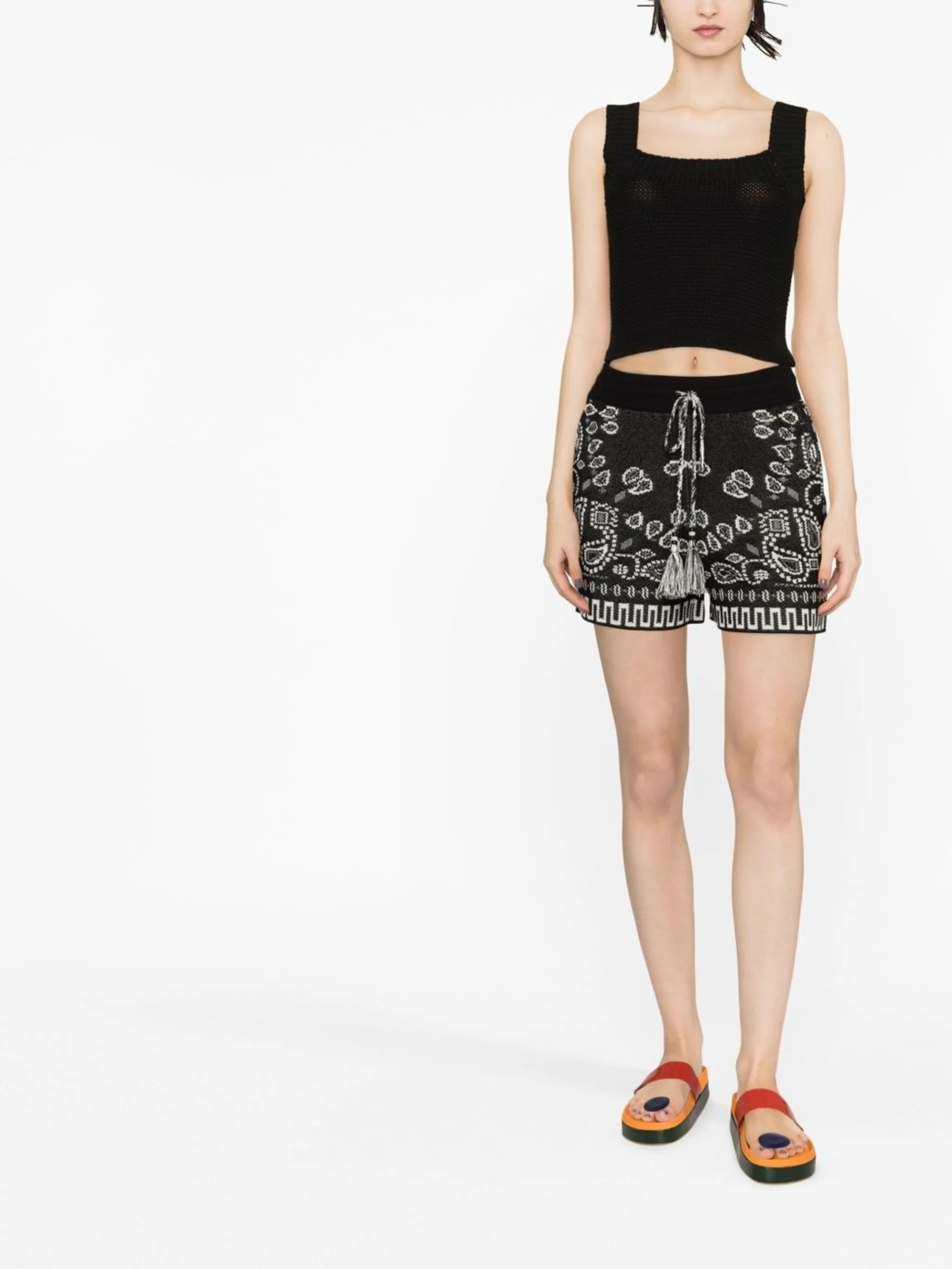 paisley knit shorts