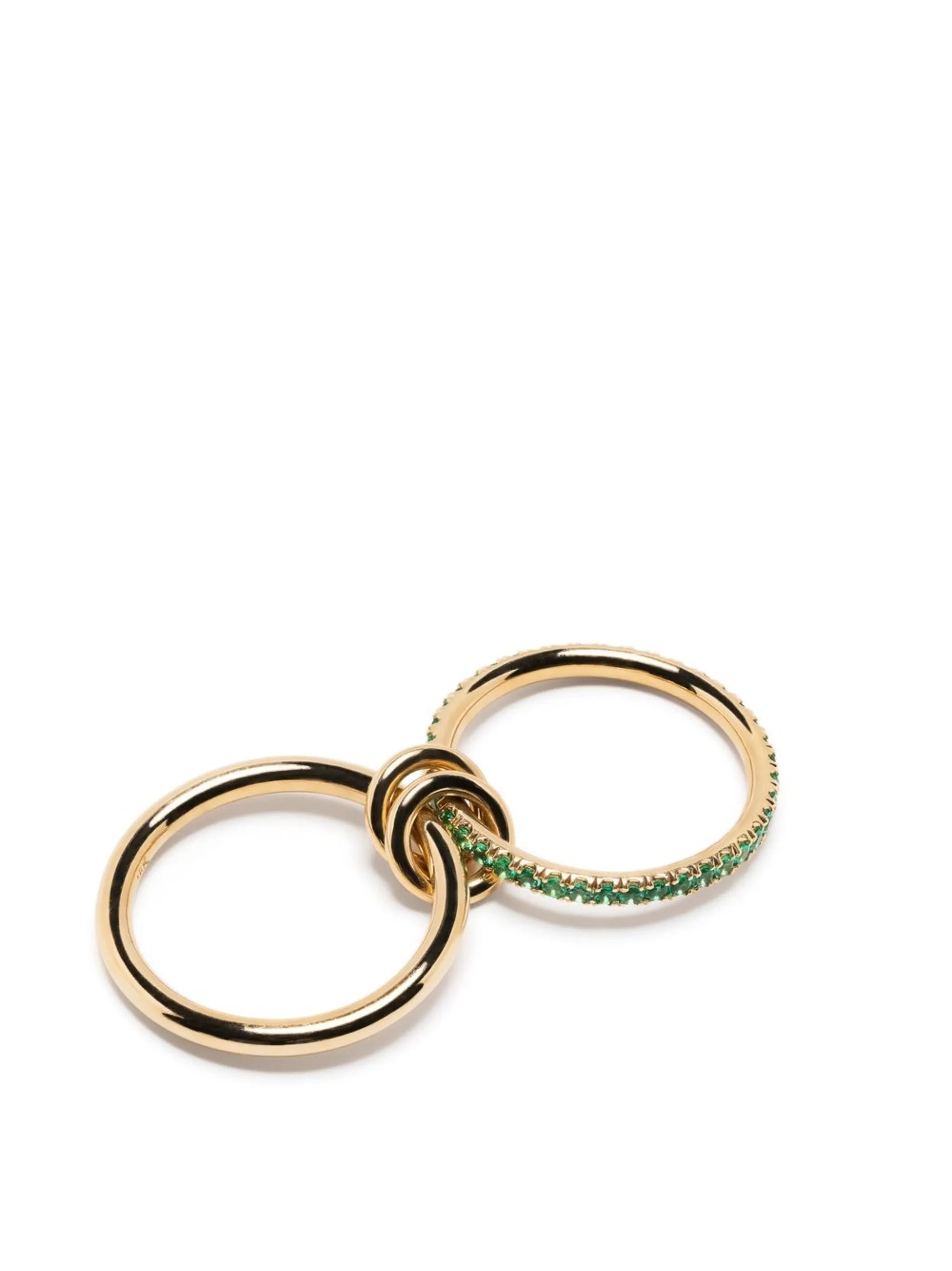 18kt yellow gold 2-stack emerald ring