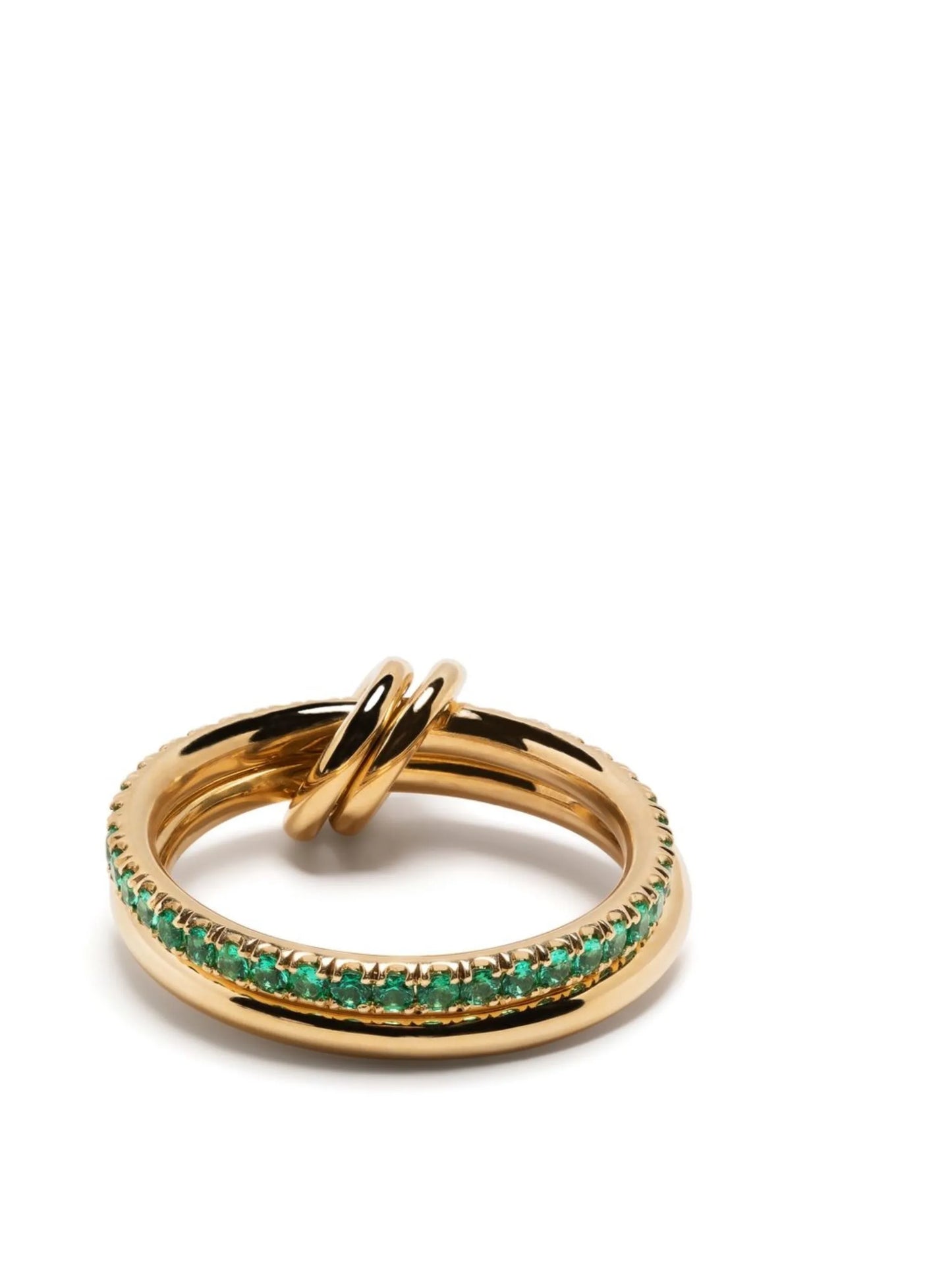 18kt yellow gold 2-stack emerald ring