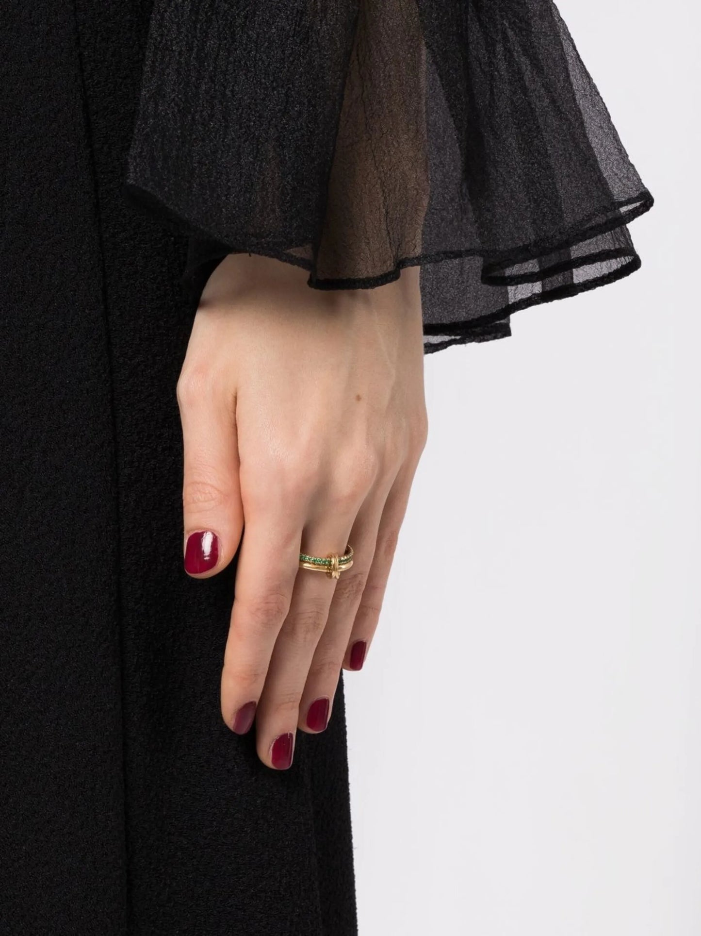 18kt yellow gold 2-stack emerald ring