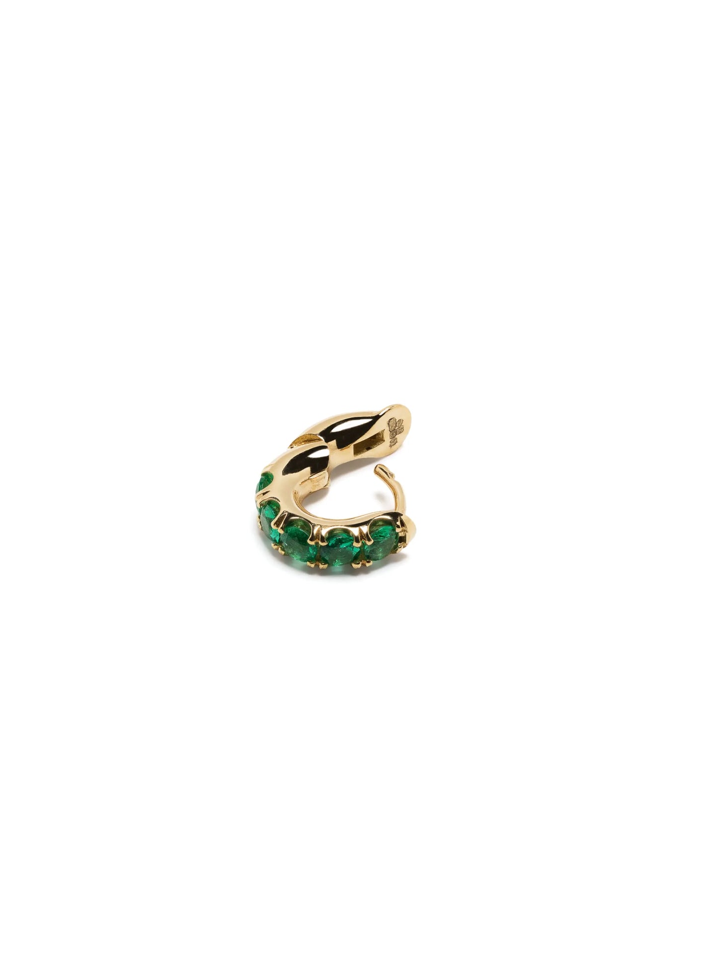 18kt yellow gold Mini Macro emerald single hoop earring