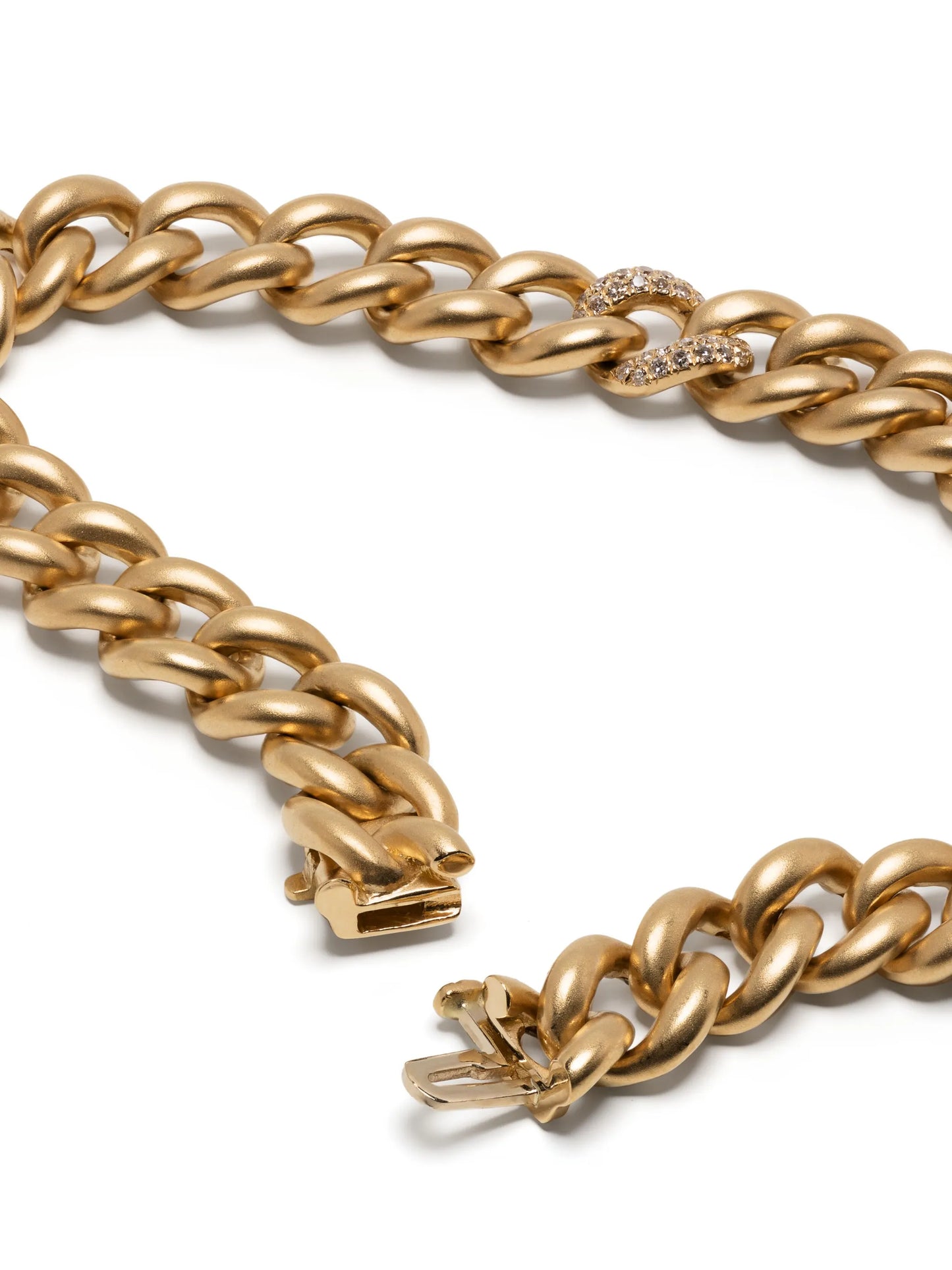 18kt yellow gold Single Pavé matte chain bracelet