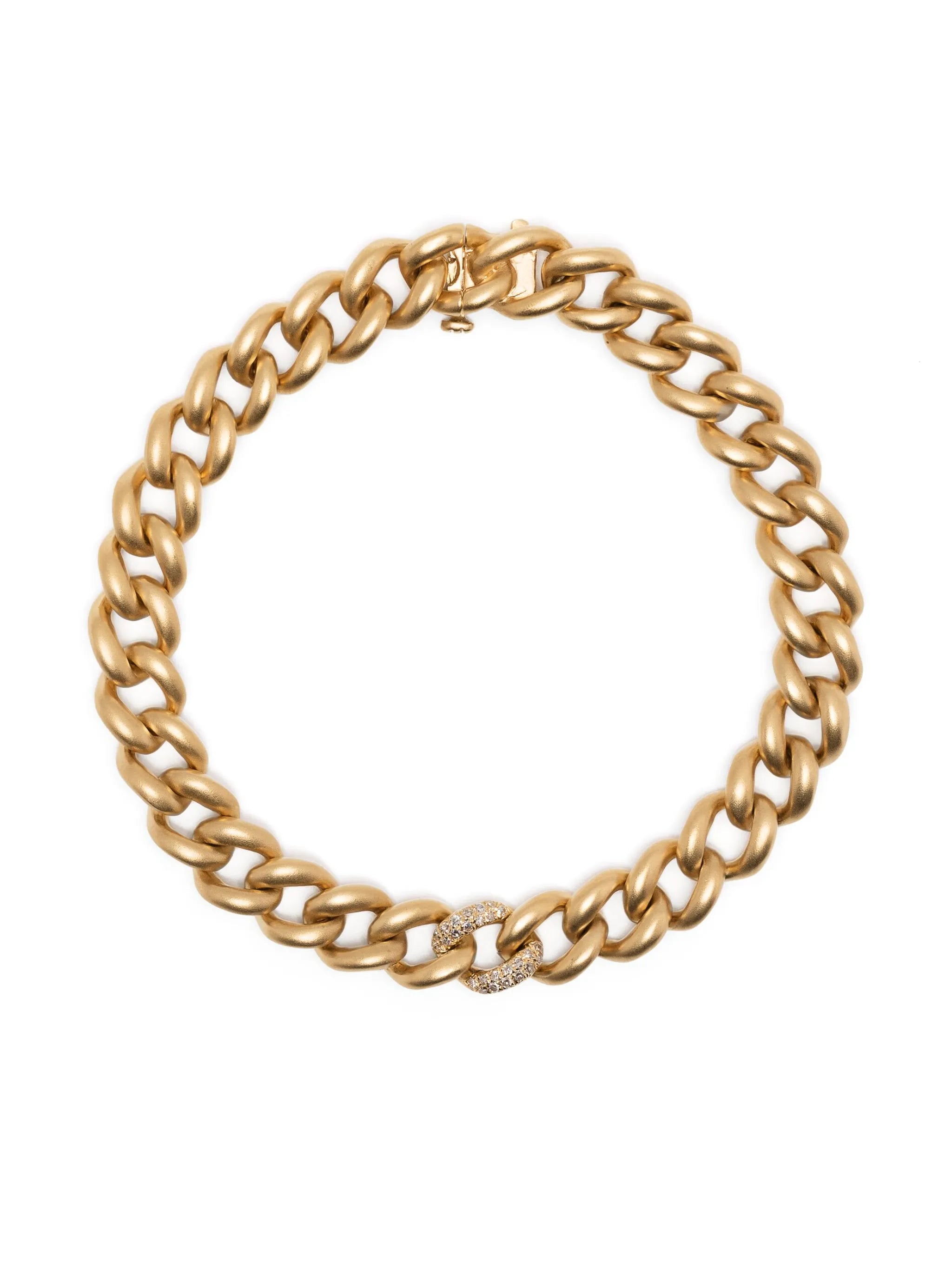 18kt yellow gold Single Pavé matte chain bracelet