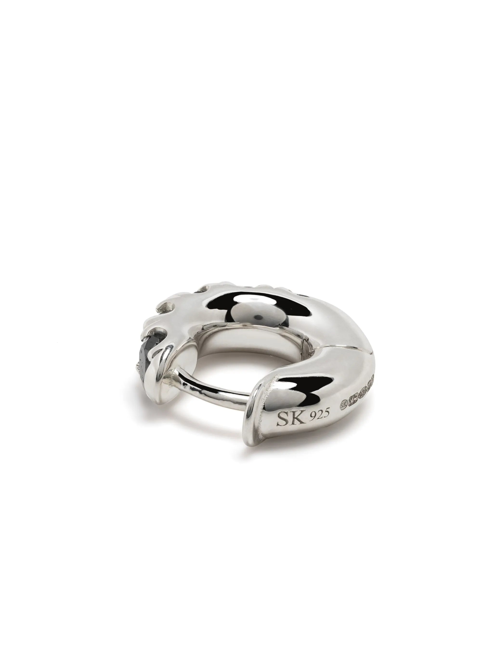 sterling silver diamond mini hoop earring