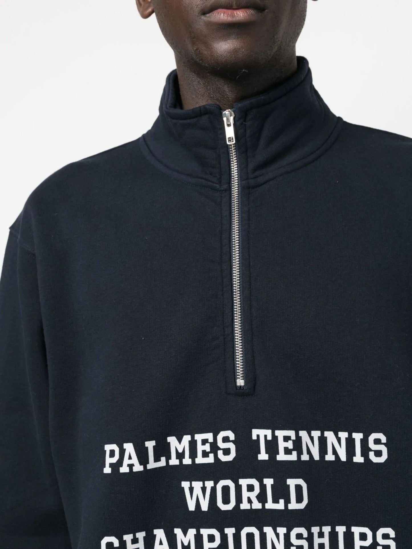 logo-print zip-front jumper