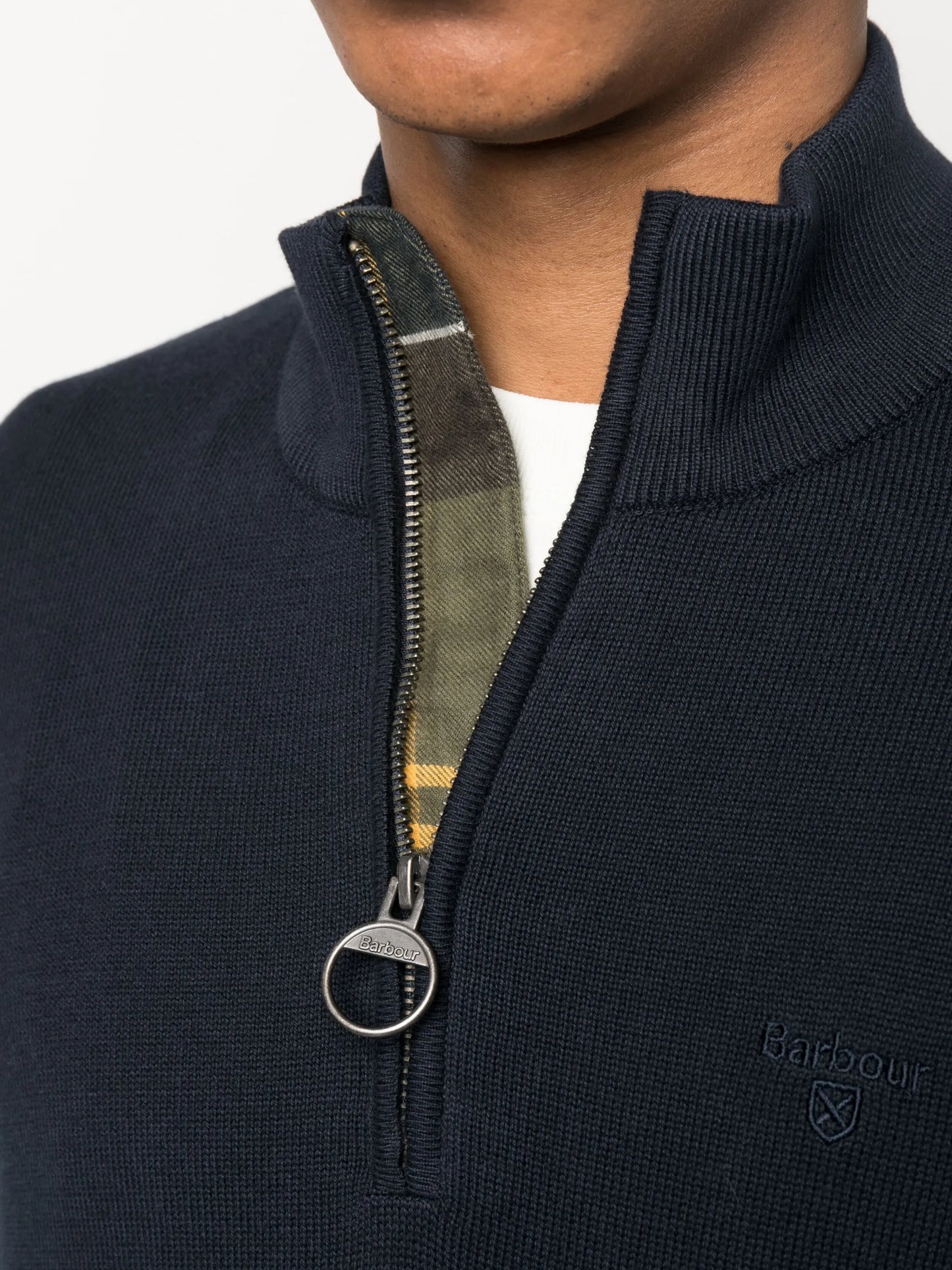 logo-embroidered half-zip jumper
