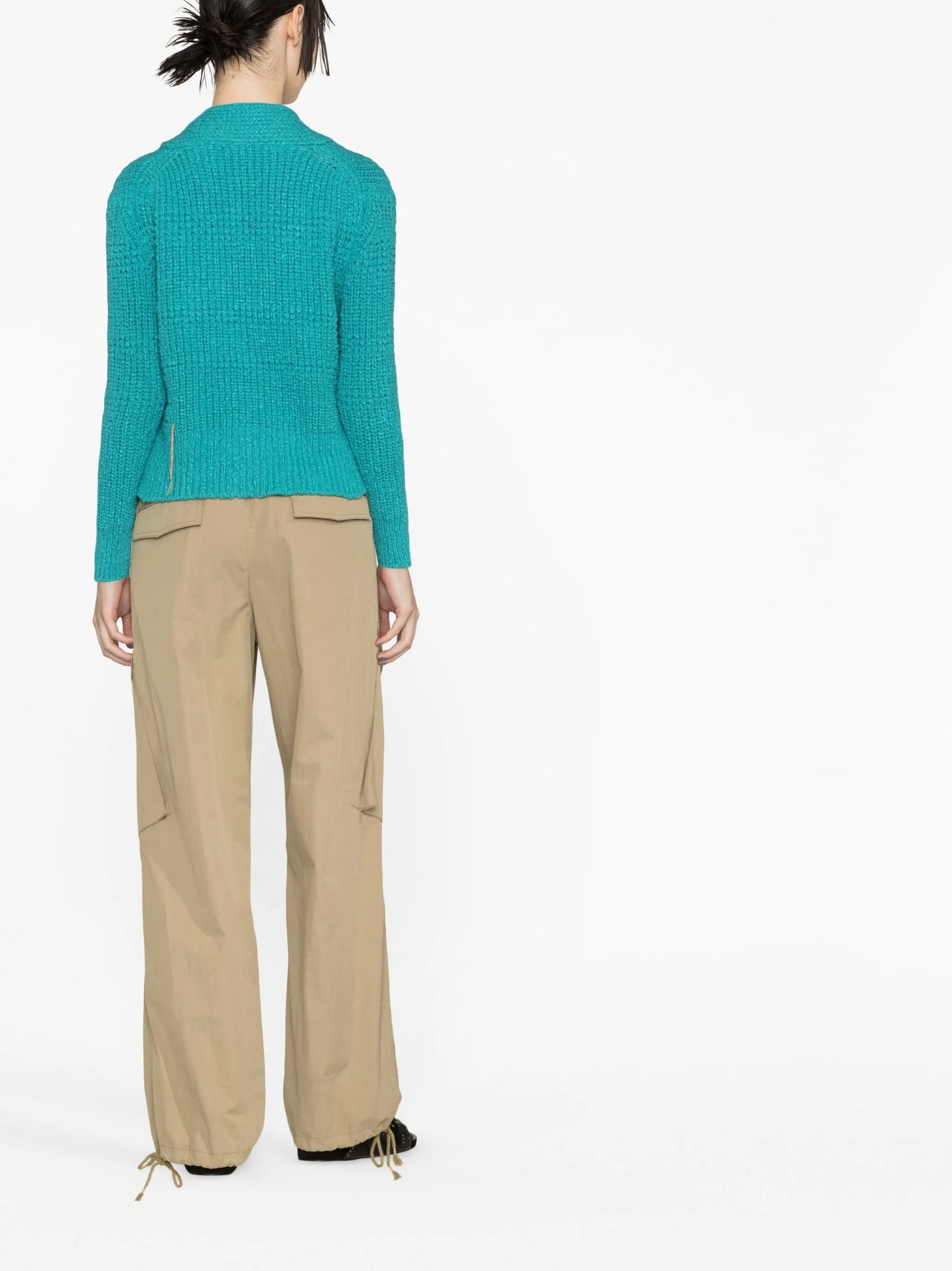 V-neck cropped cotton cardigan