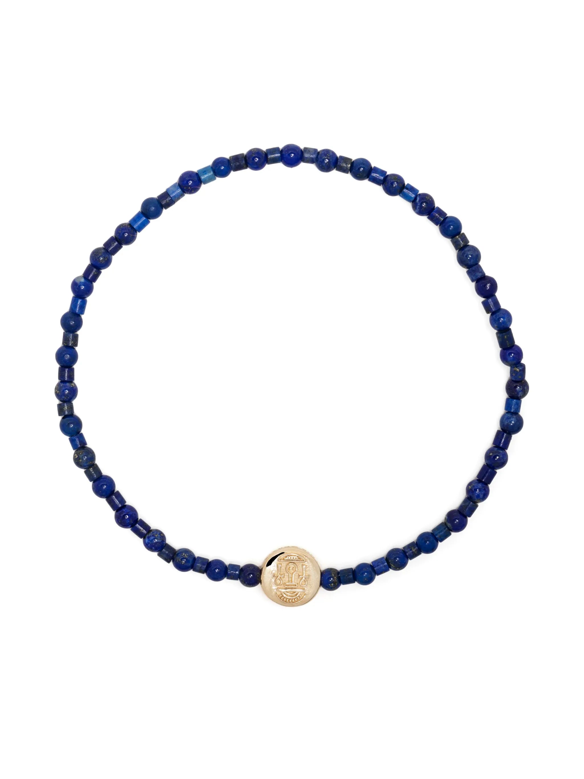 14kt yellow gold Good Luck beaded bracelet