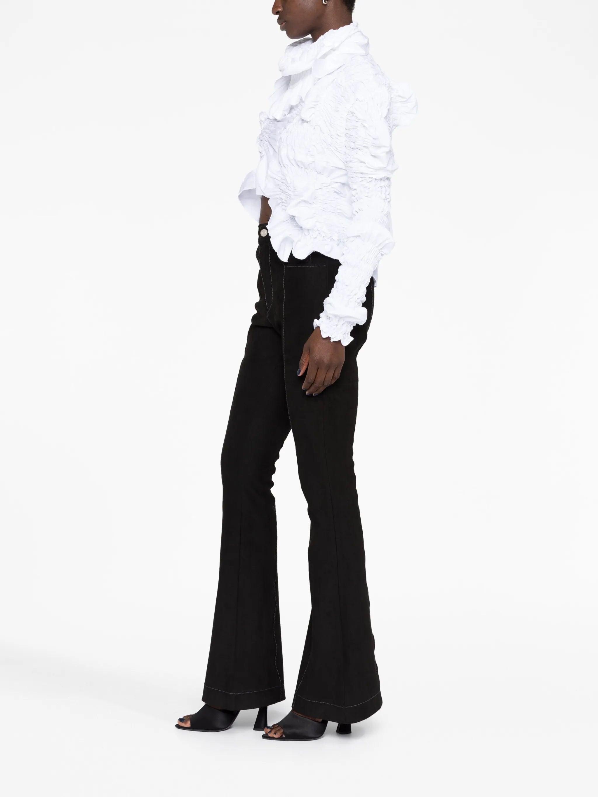 ruched asymmetric crop blouse