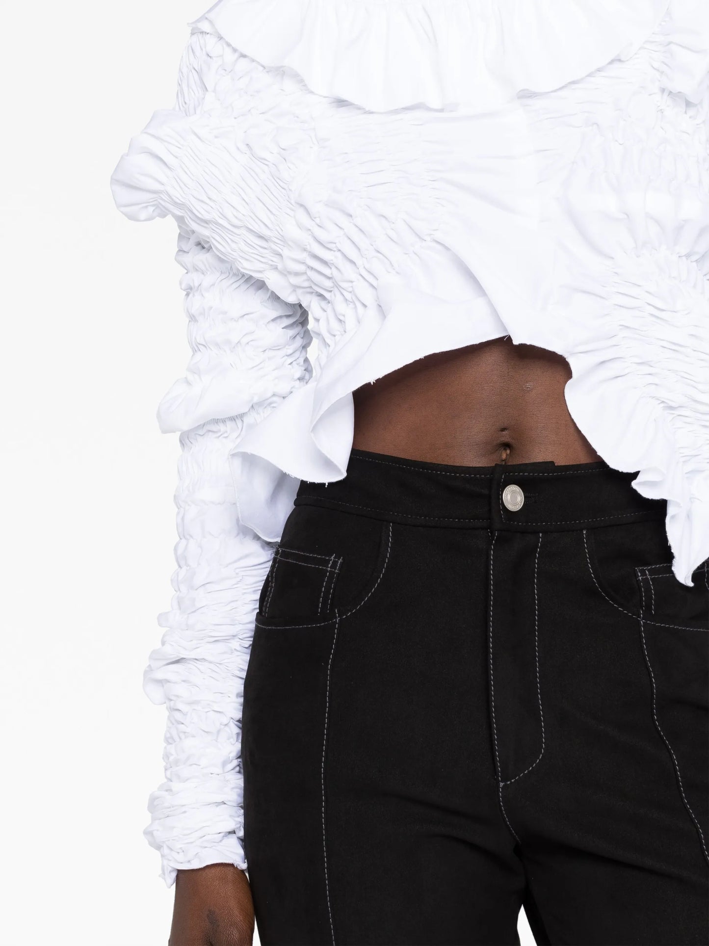 ruched asymmetric crop blouse