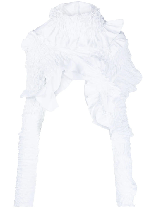 ruched asymmetric crop blouse