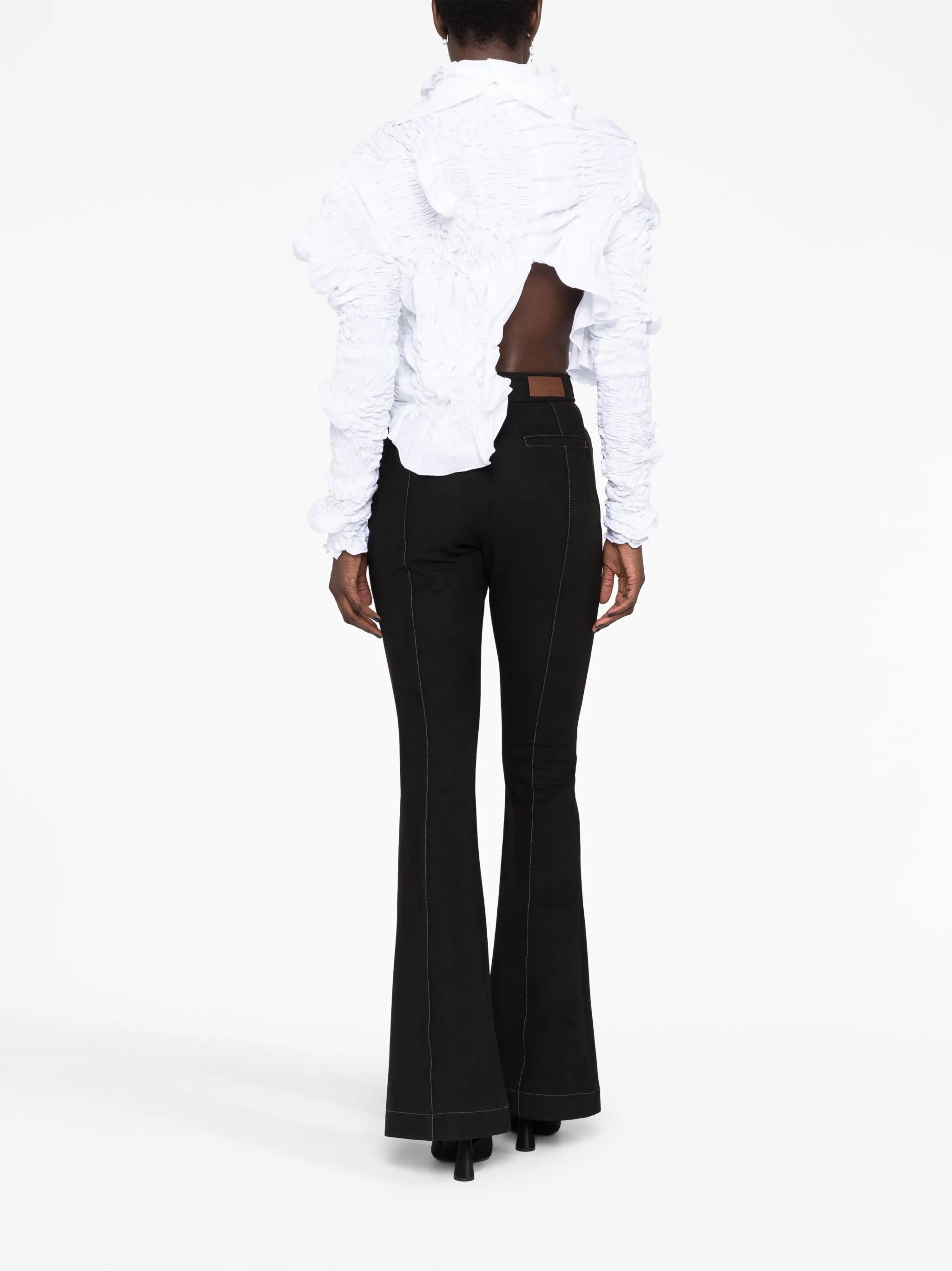 ruched asymmetric crop blouse