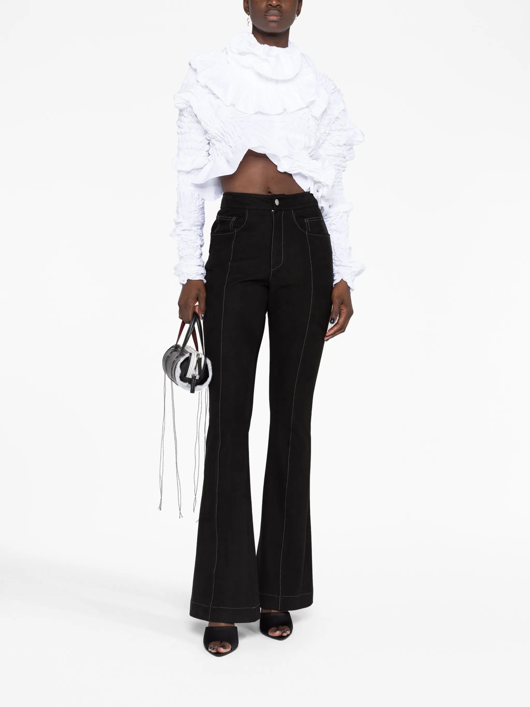 ruched asymmetric crop blouse