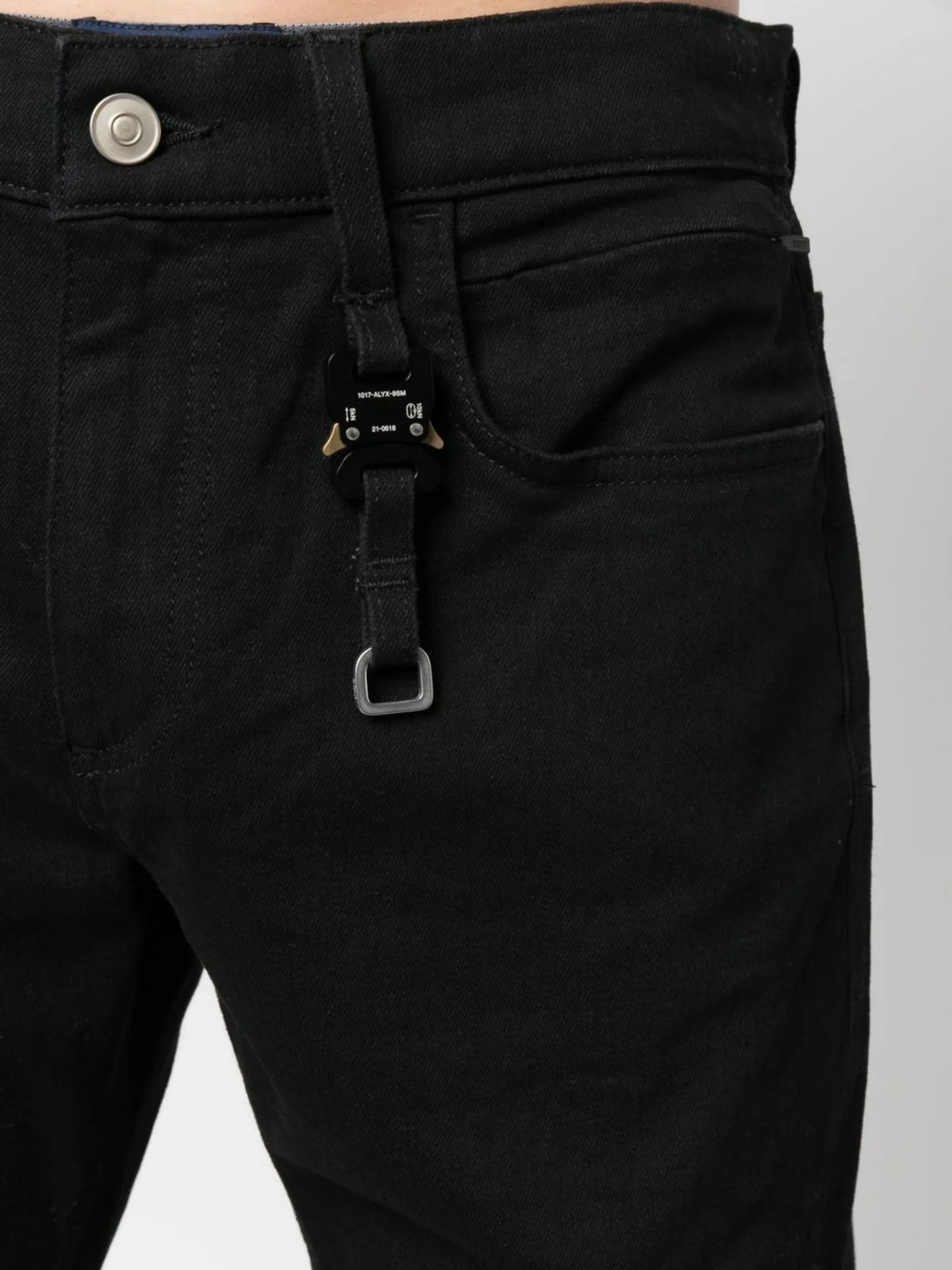 buckle-detail straight-leg jeans
