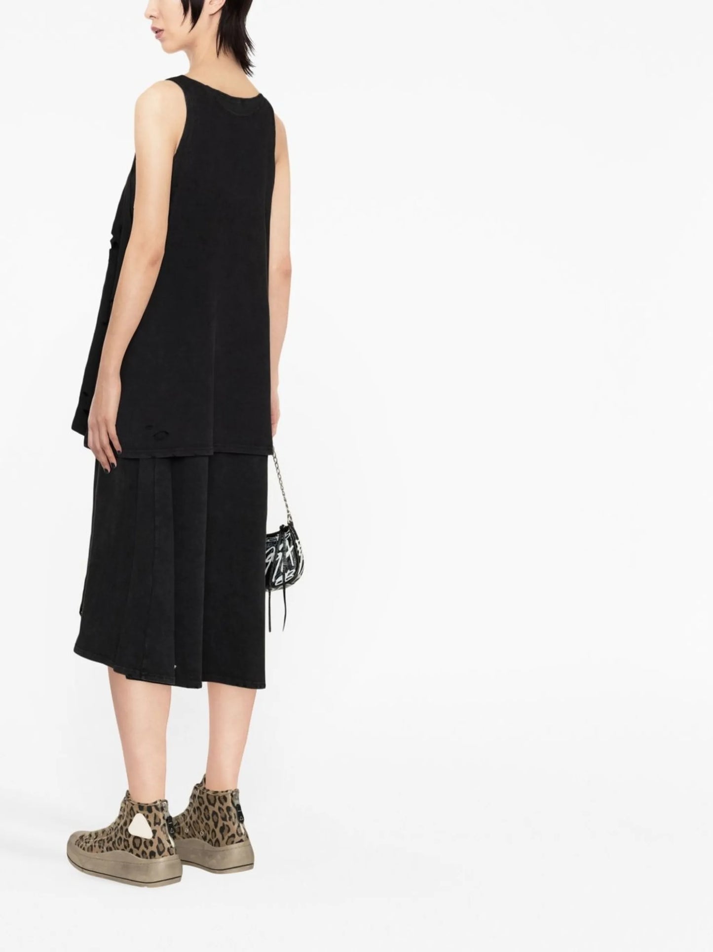 distressed double-layer tank dress