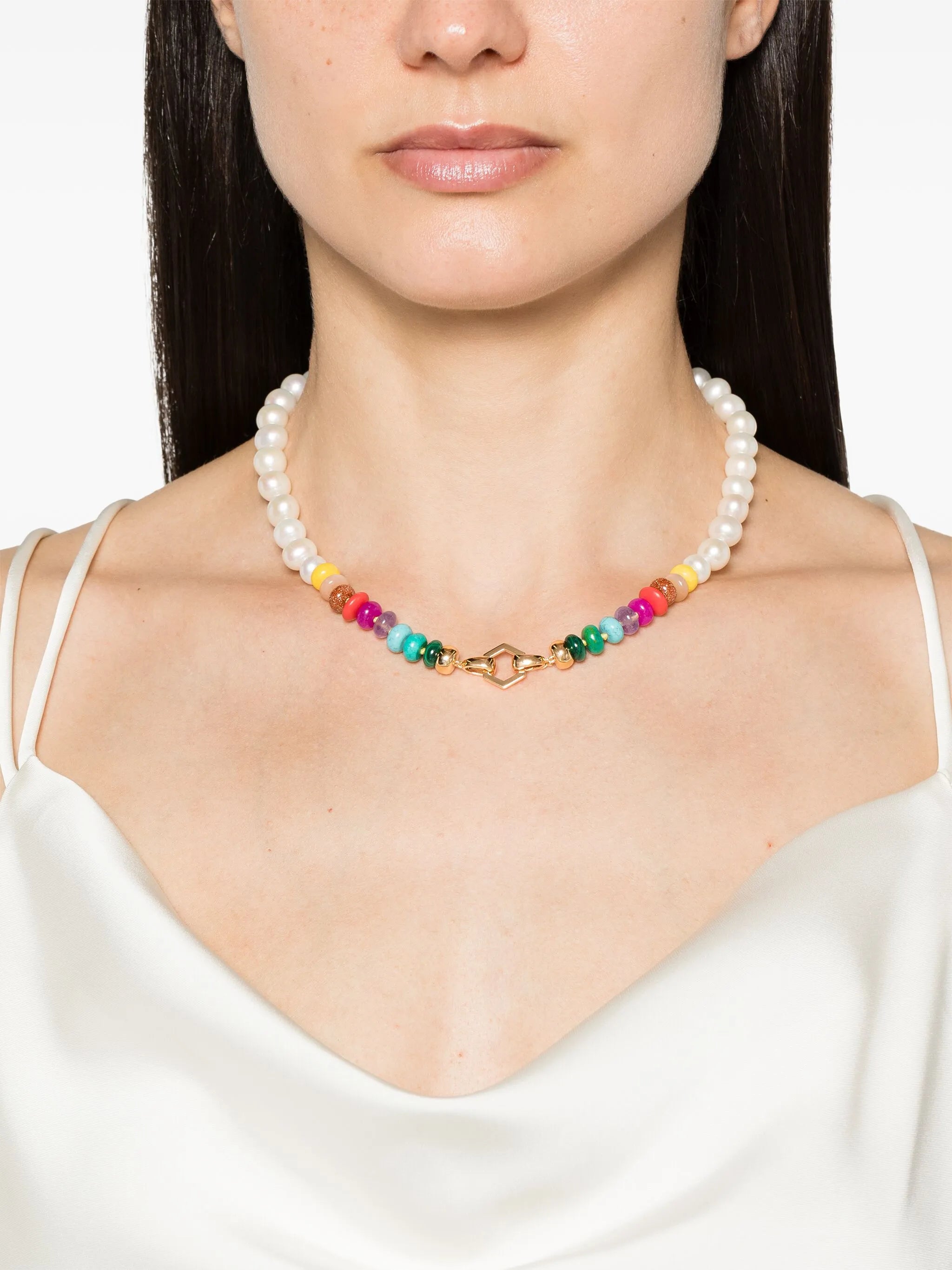 18kt yellow gold Foundation pearl and bead necklace