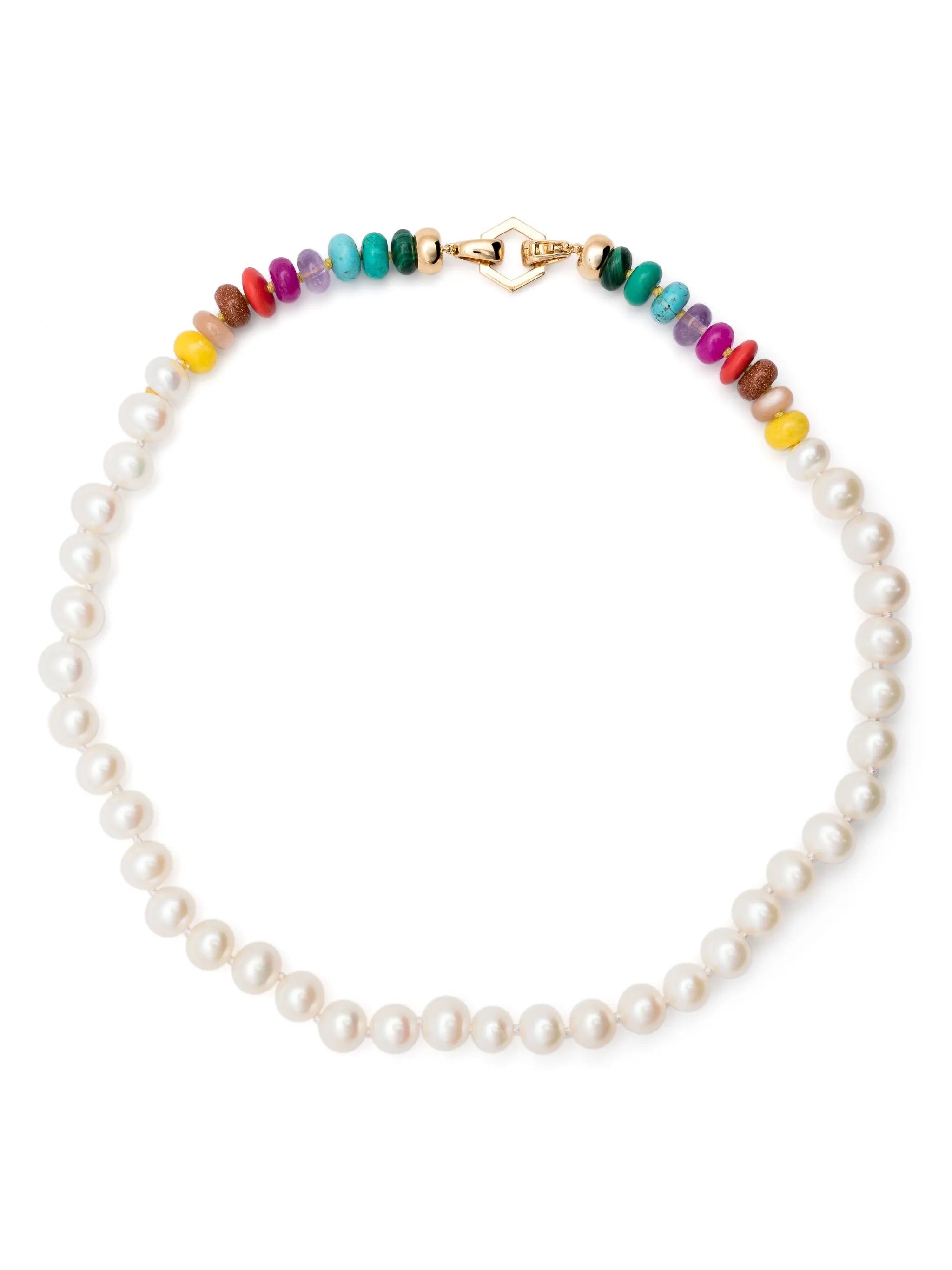 18kt yellow gold Foundation pearl and bead necklace