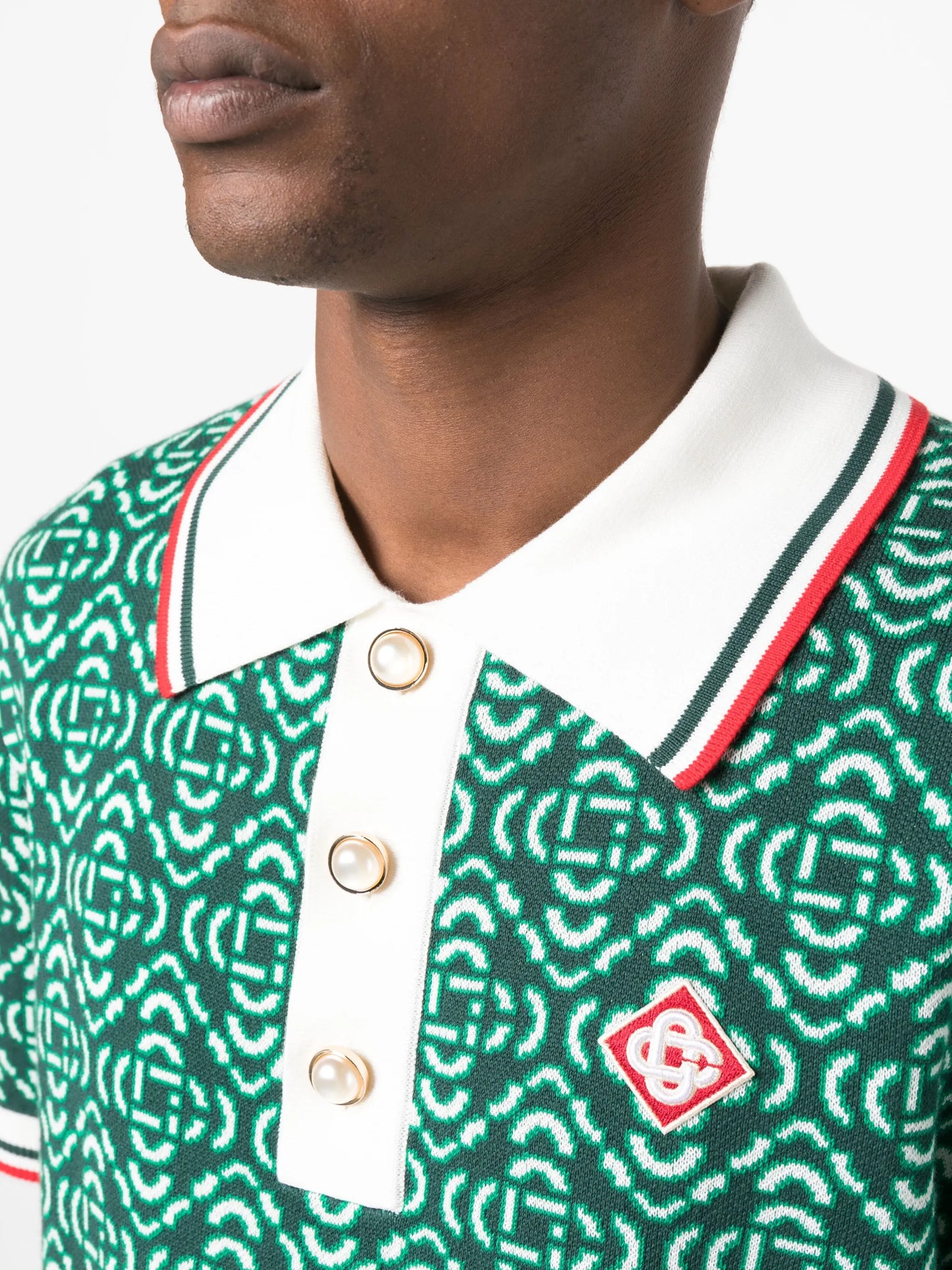 jacquard-logo polo shirt