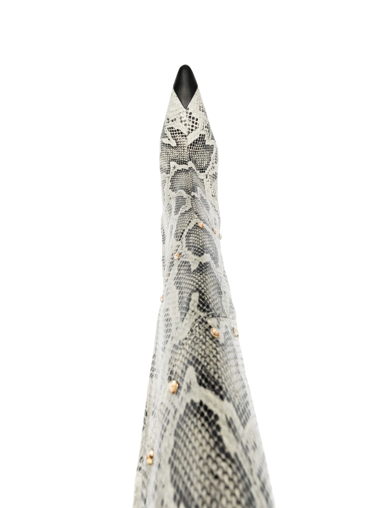 snake-print knee-high boots
