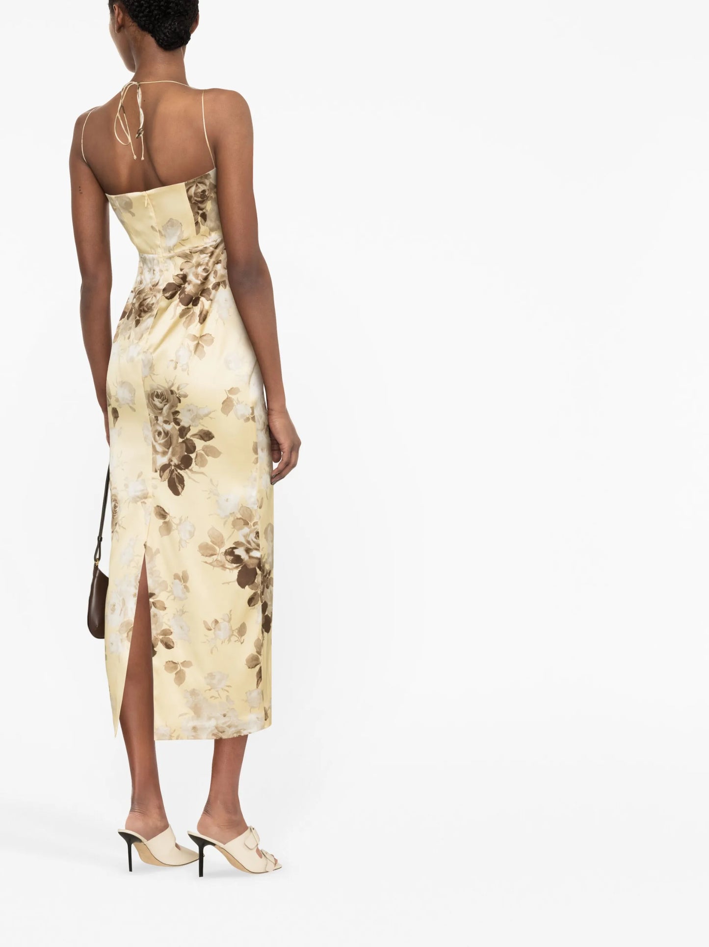 floral-print silk midi dress