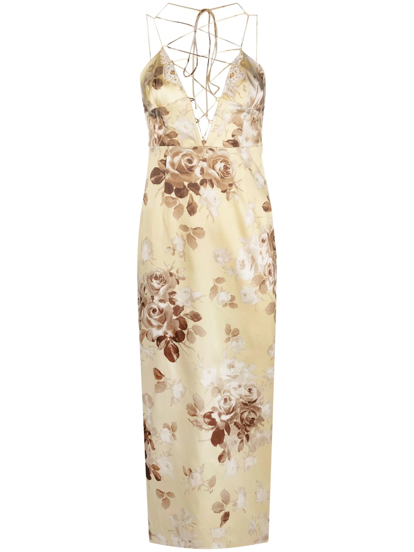 floral-print silk midi dress