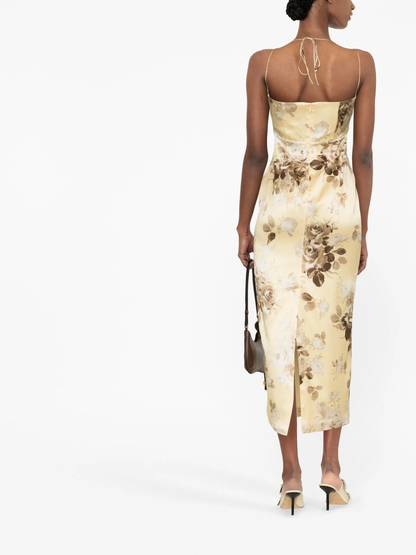 floral-print silk midi dress