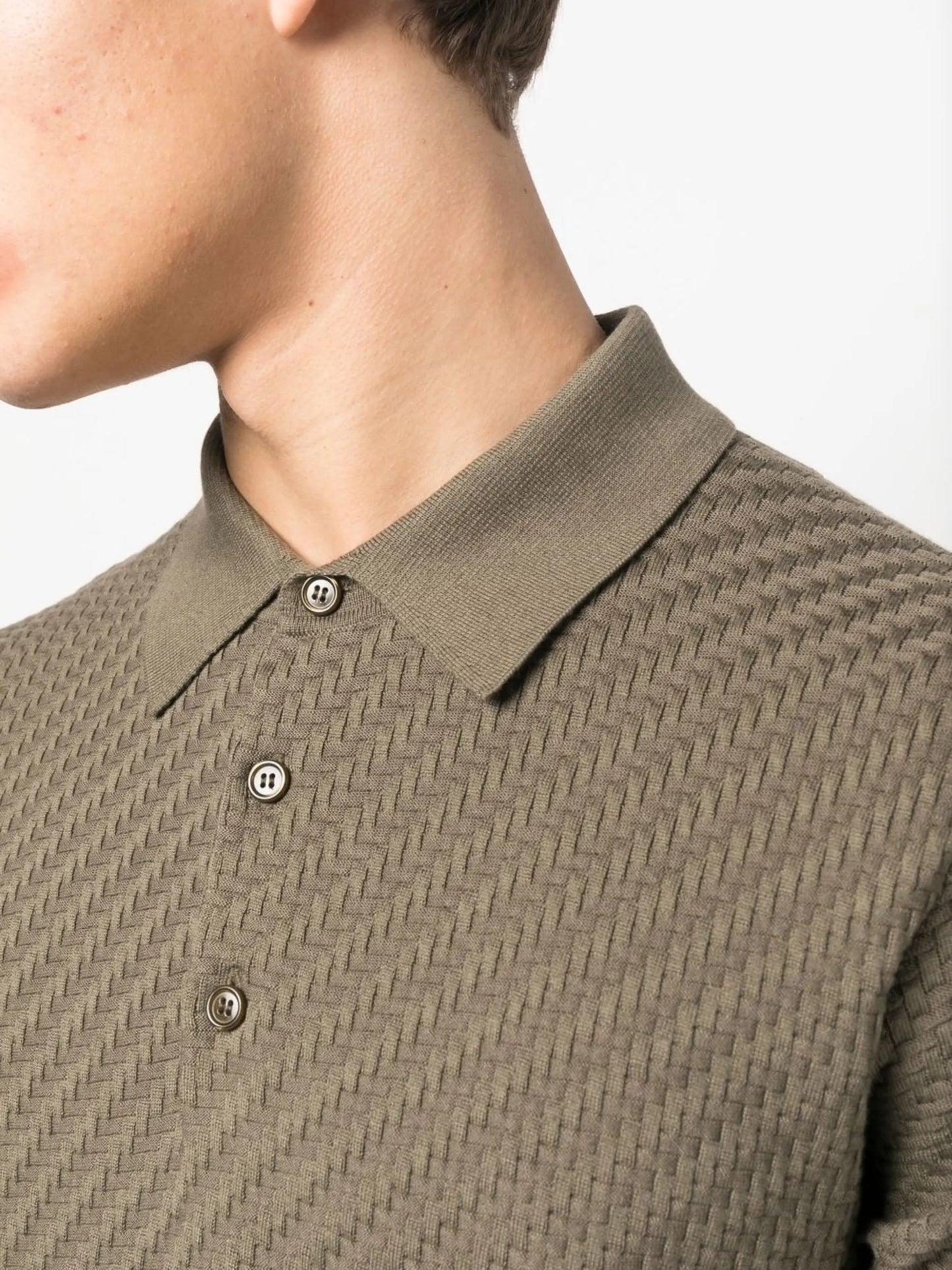 waffle-knit polo shirt