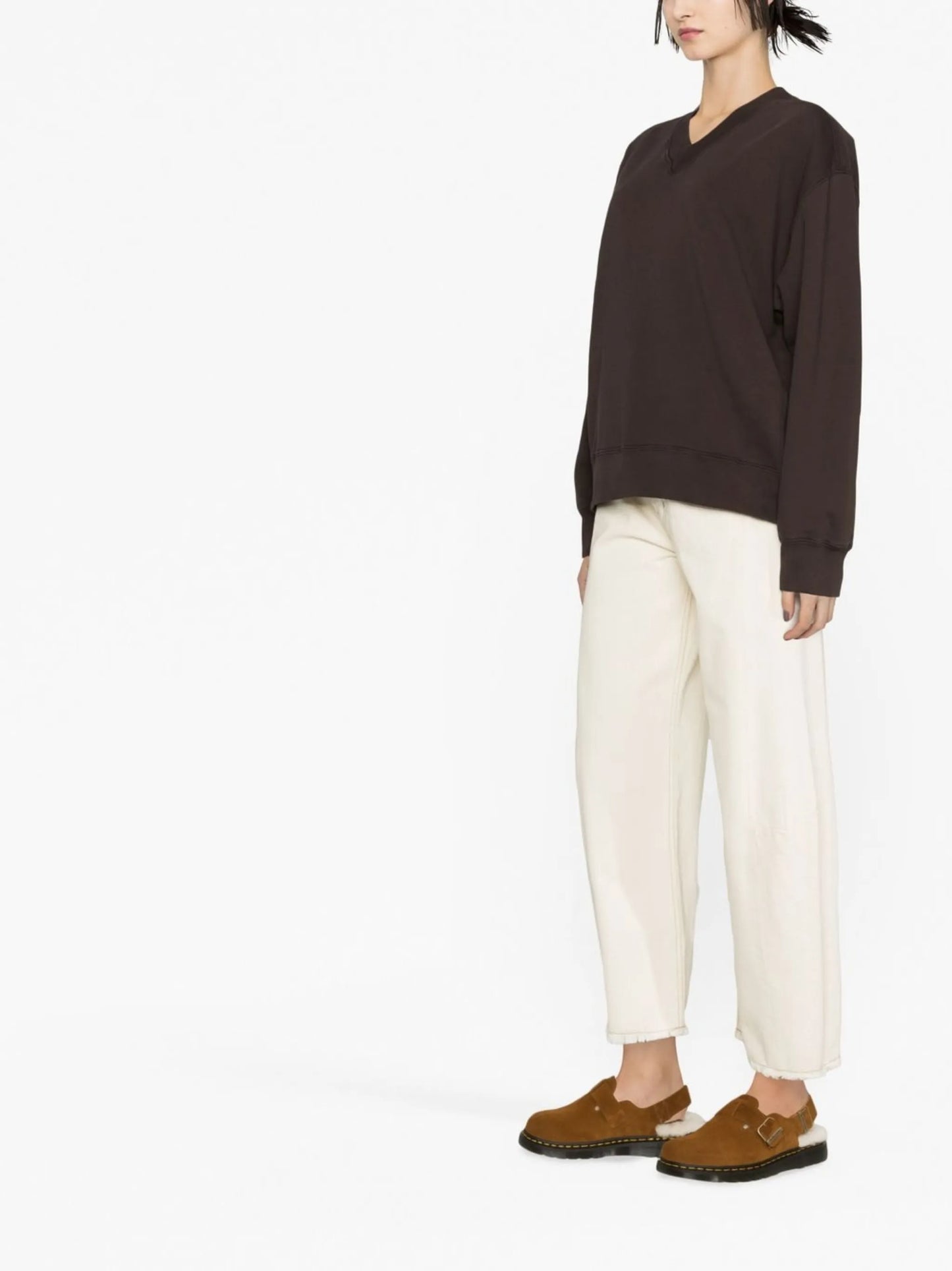 V-neck cotton sweatshirt