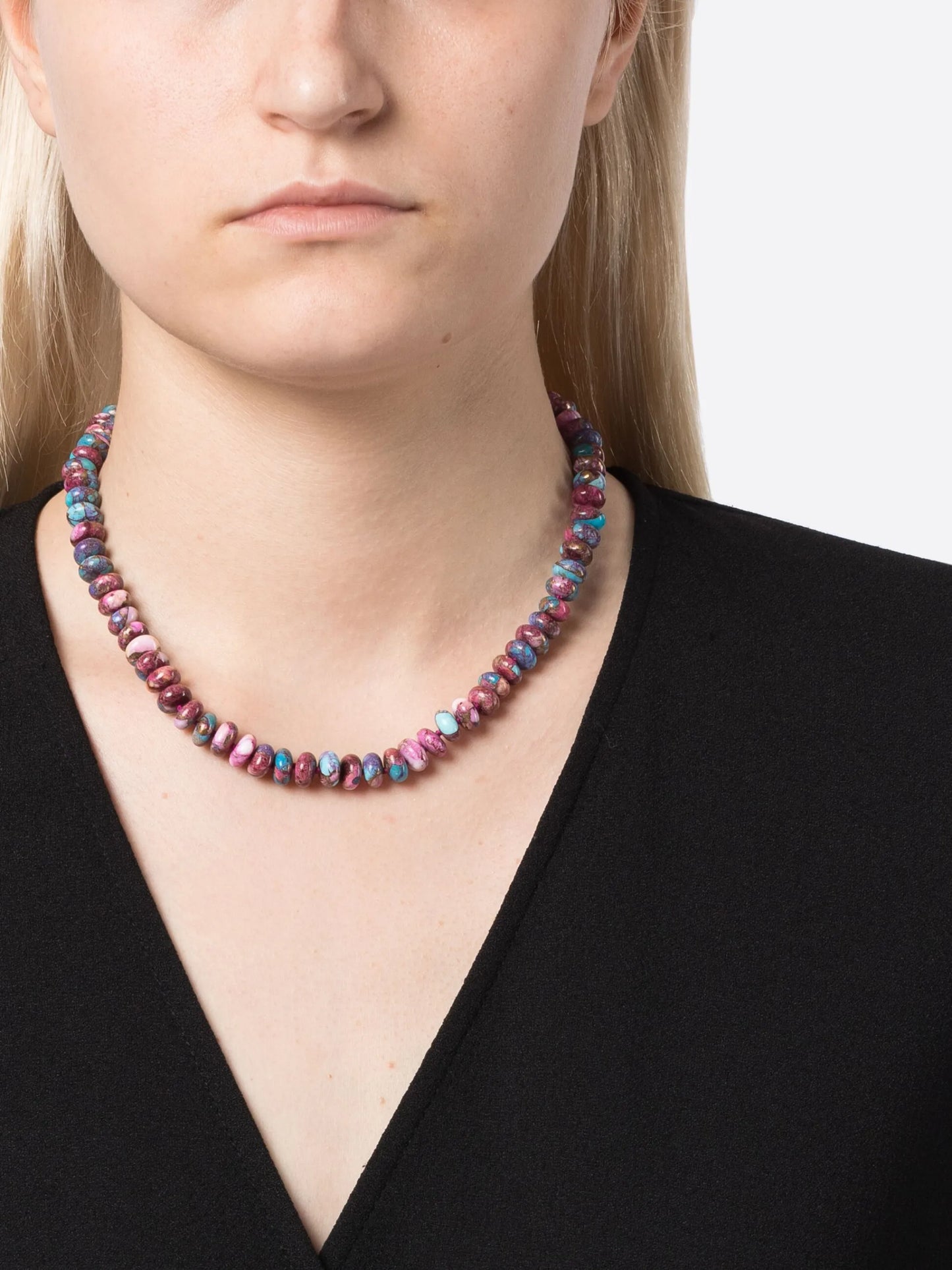 14kt yellow gold Purple Dahlia turquoise necklace