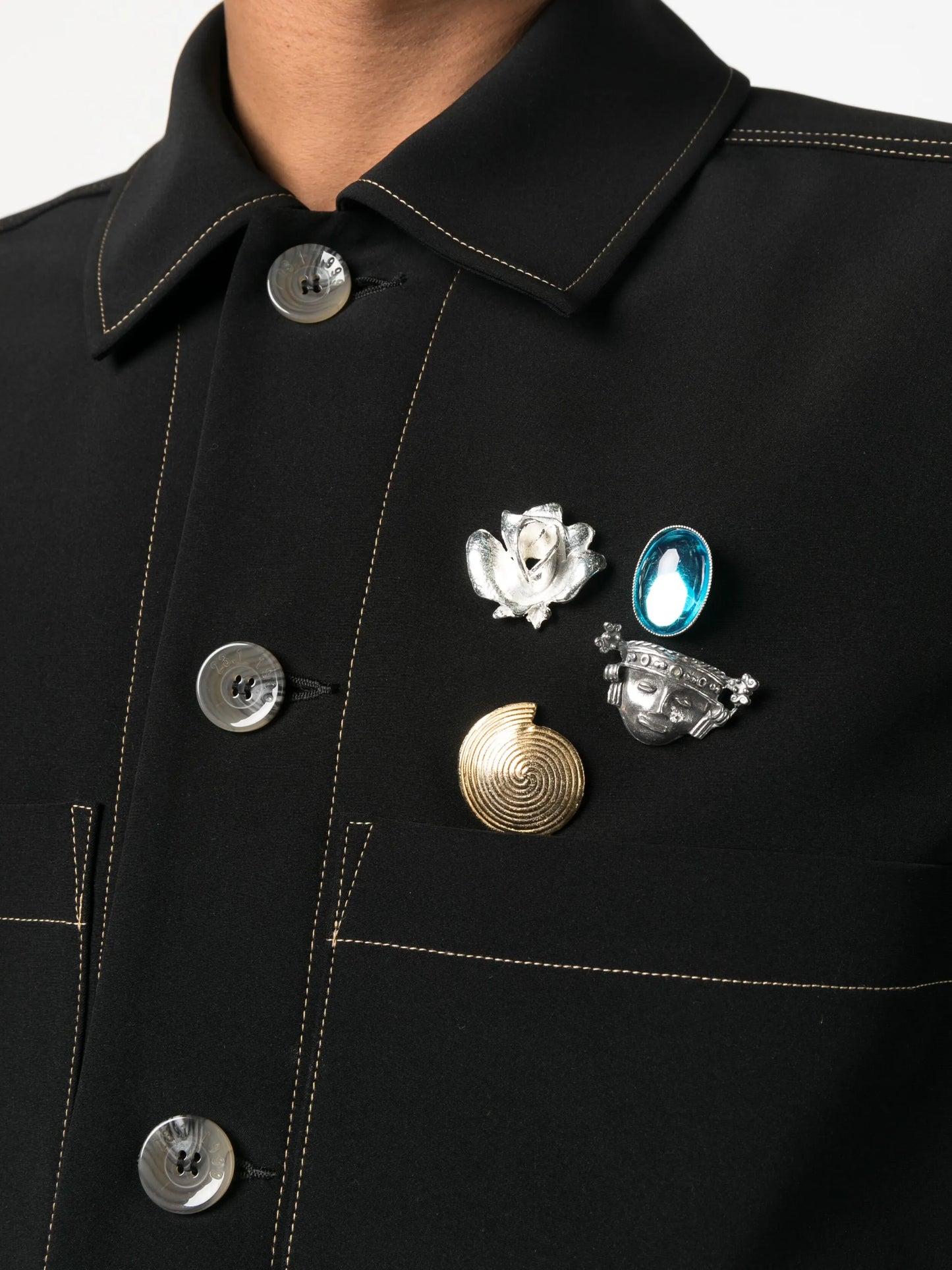 assorted pin-detail shirt jacket