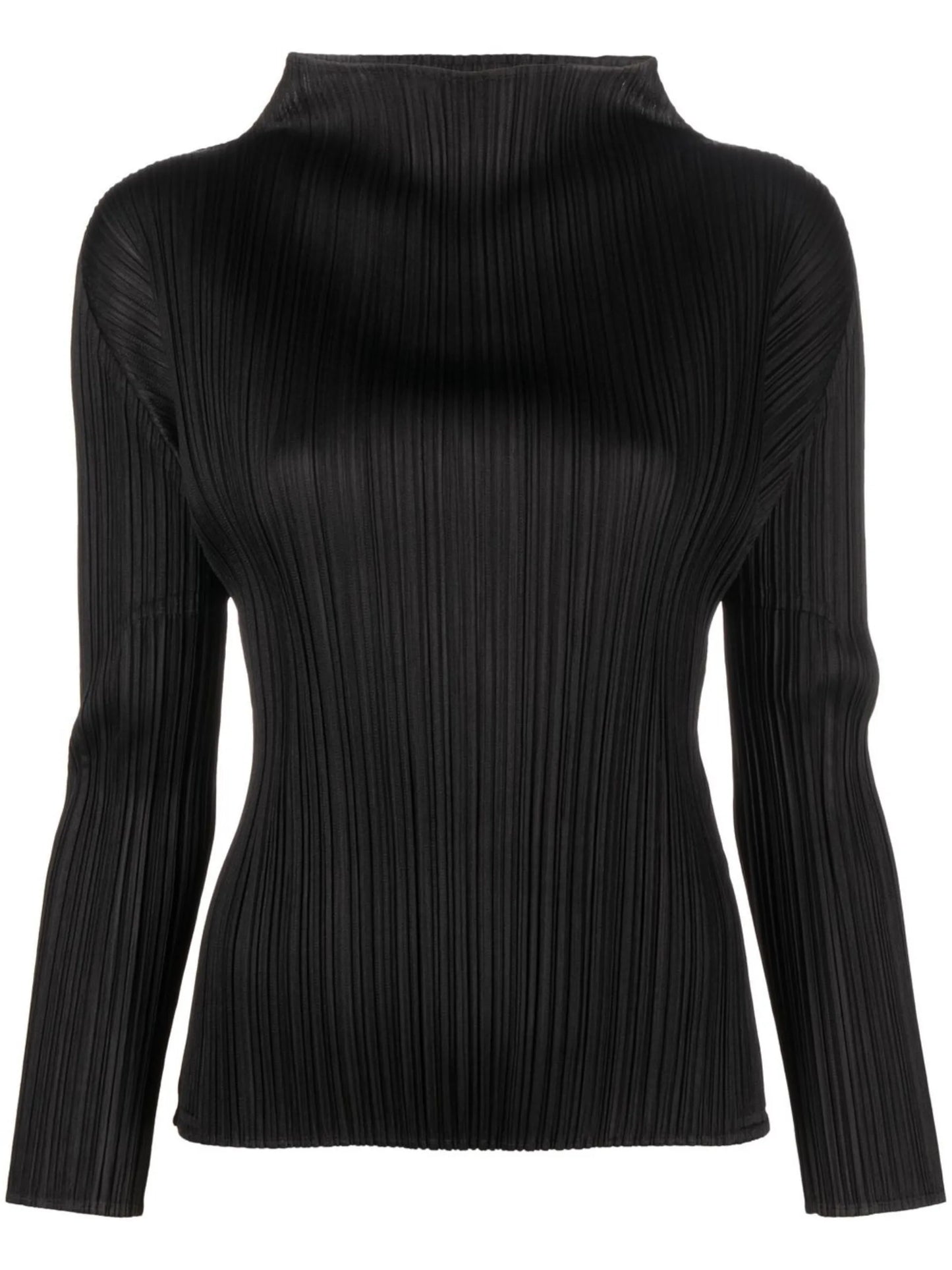 high-neck pleated top