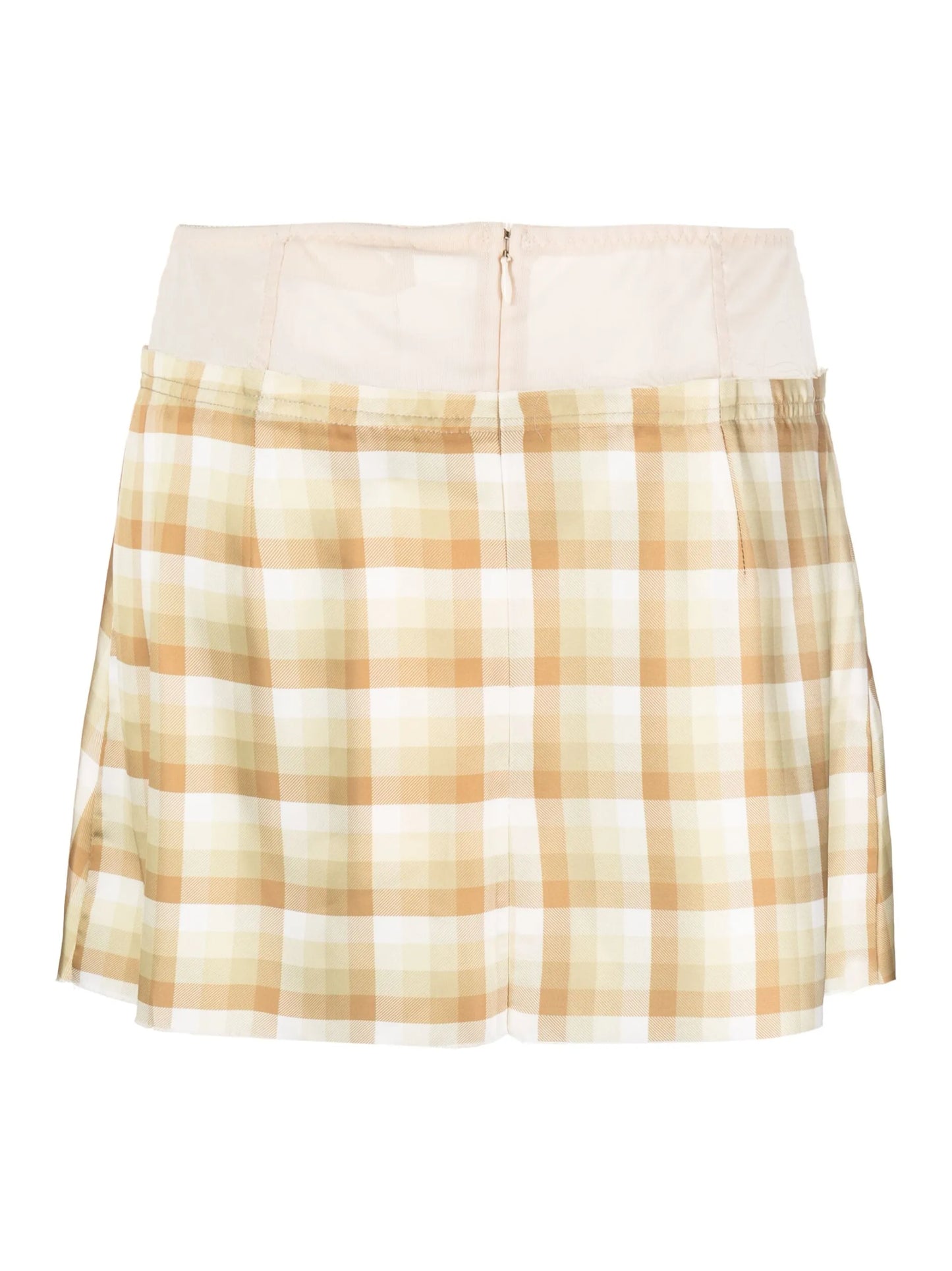 plaid-pattern panelled skirt