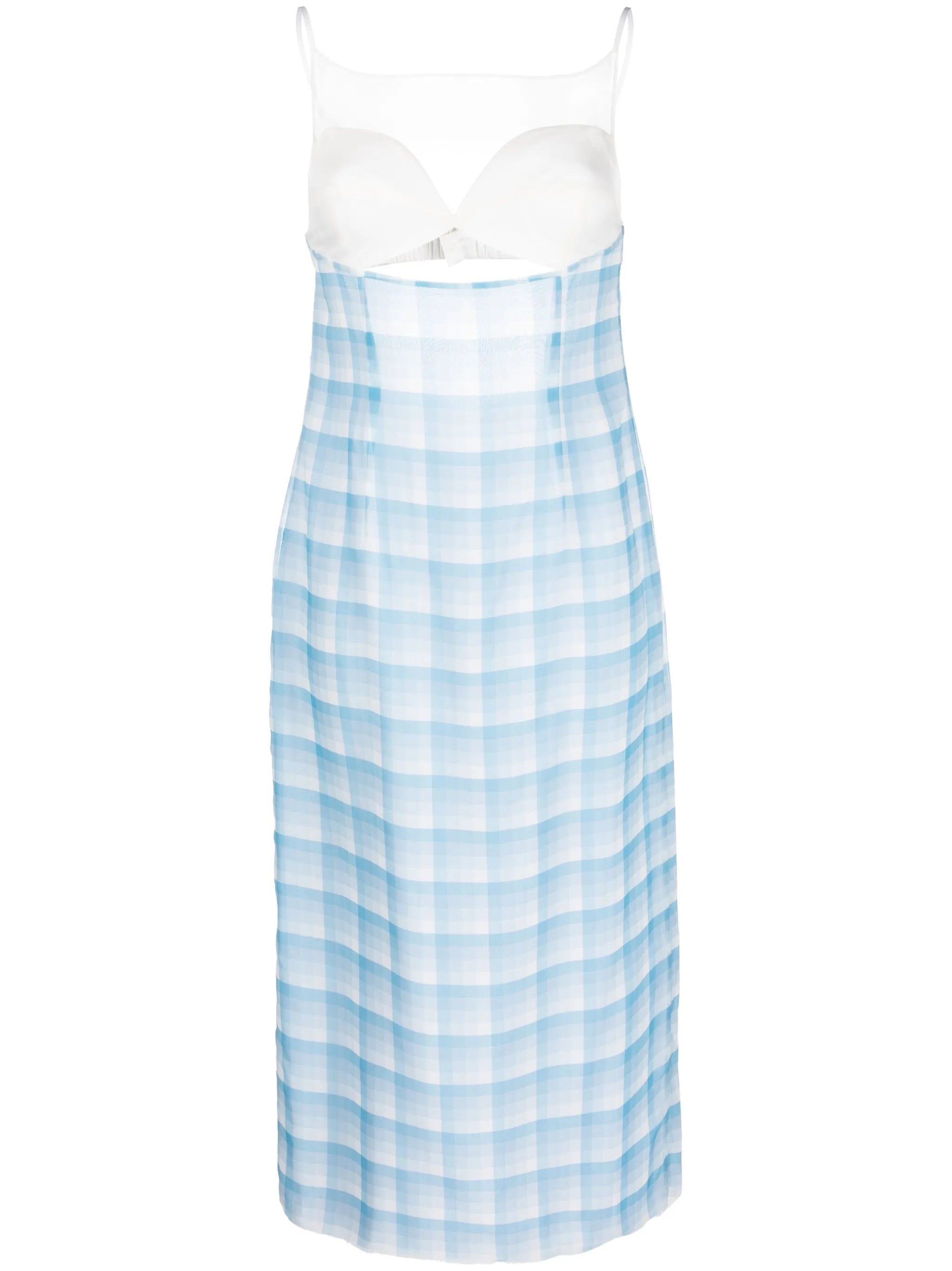 check-print panelled midi-dress