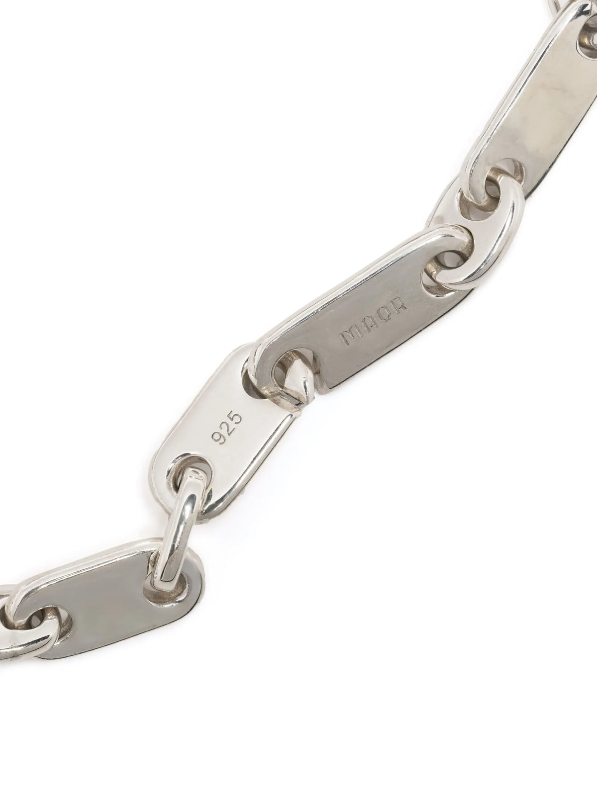 silver chain-link bracelet