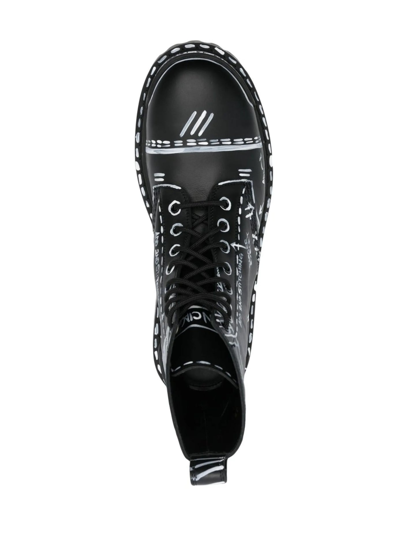 graphic-print leather combat boots